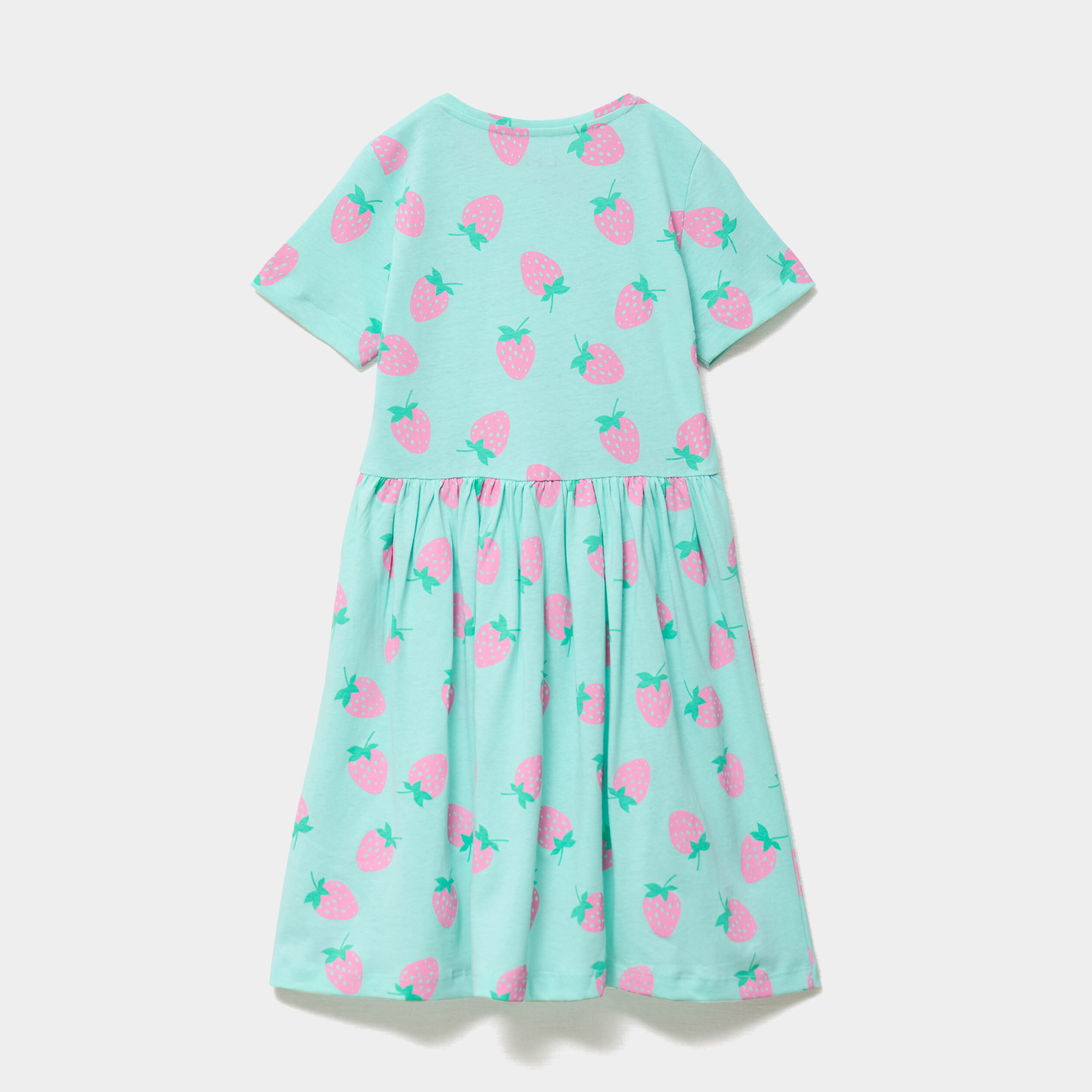 Robe courte &eacute;vas&eacute;e manches courtes coton bleu turquoise fille