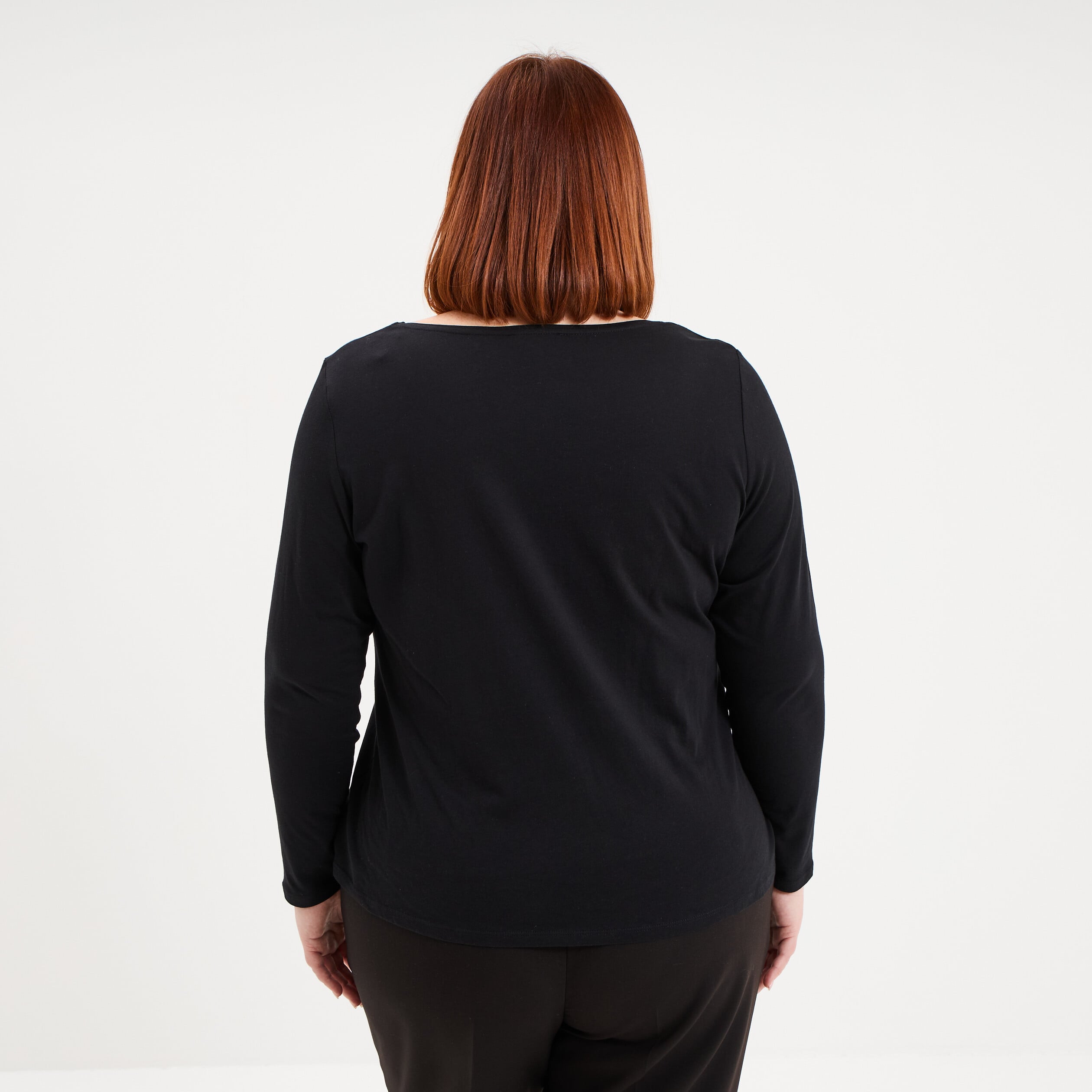 T-shirt manches longues coton noir femme grande taille