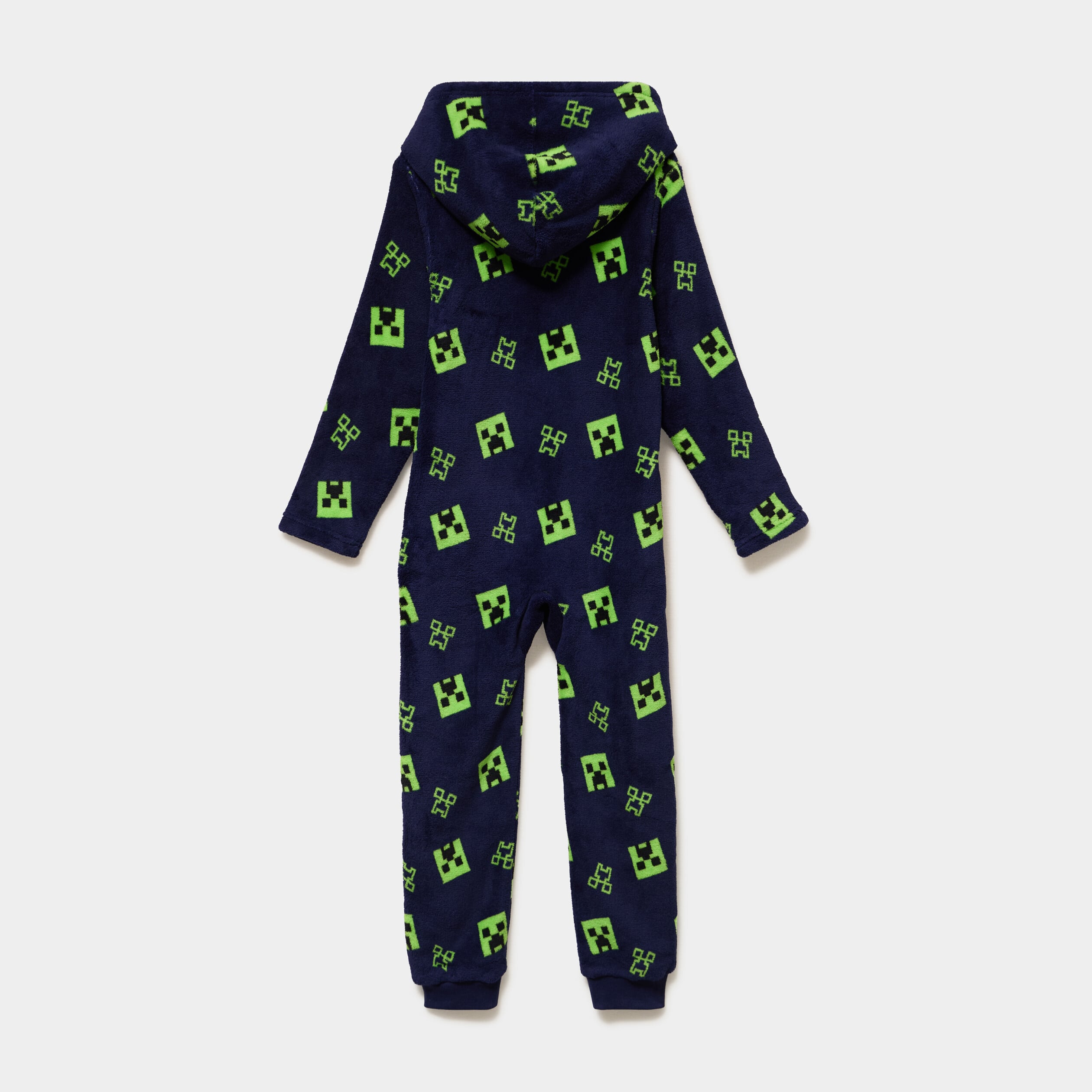 Combinaison pyjama velours Minecraft bleu marine gar&ccedil;on