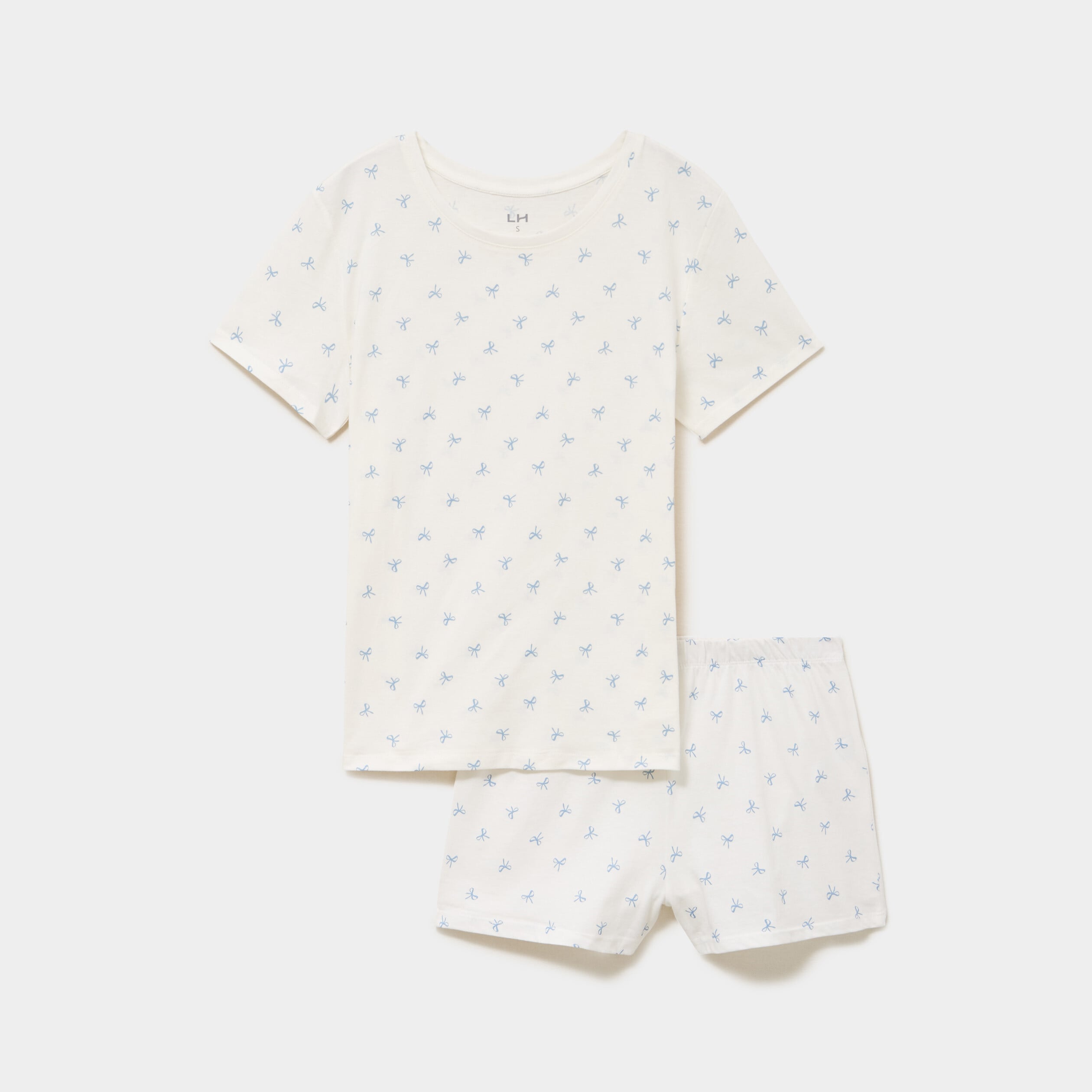 Ensemble pyjama short t-shirt coton ecru femme