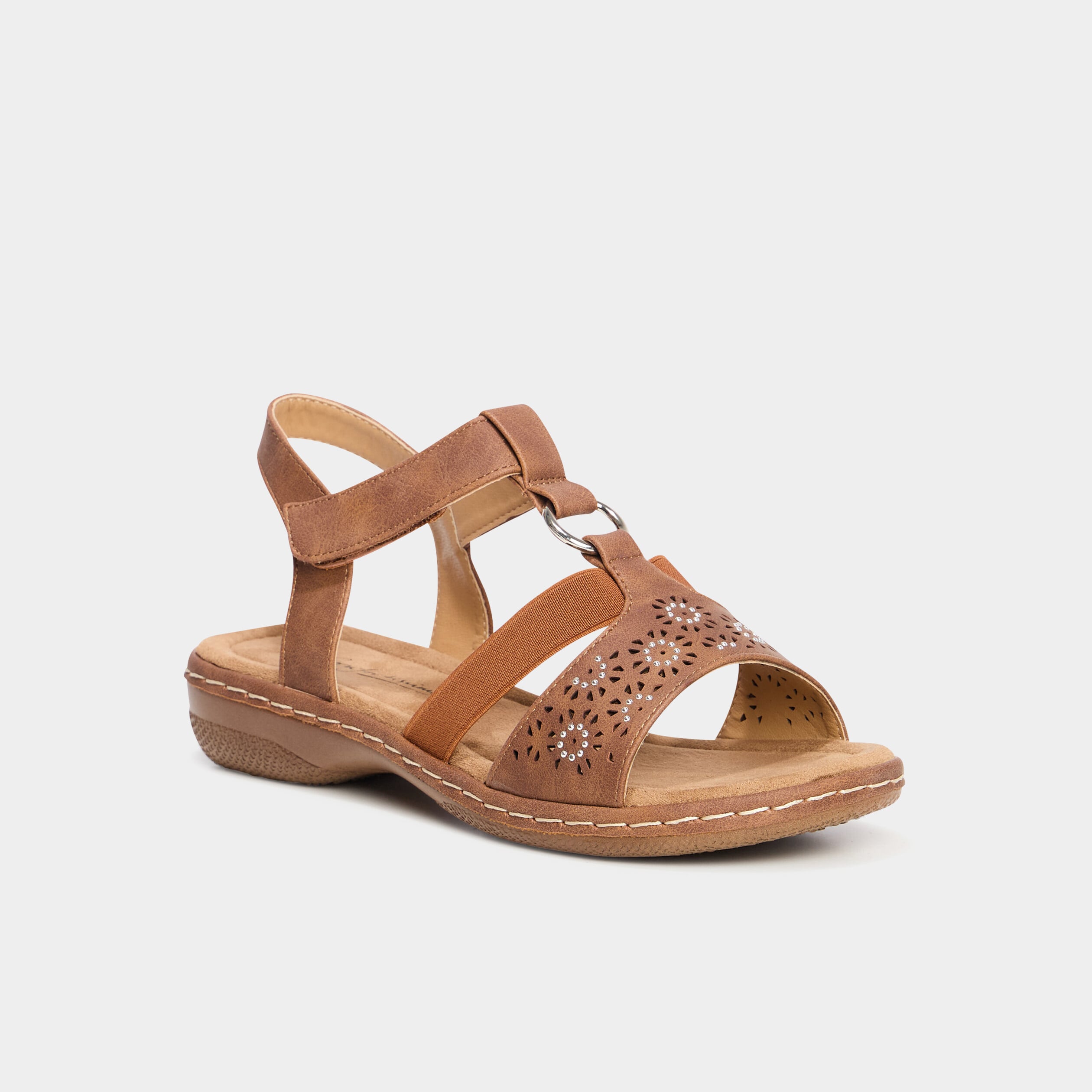 Sandales talons compens&eacute;s marron clair femme