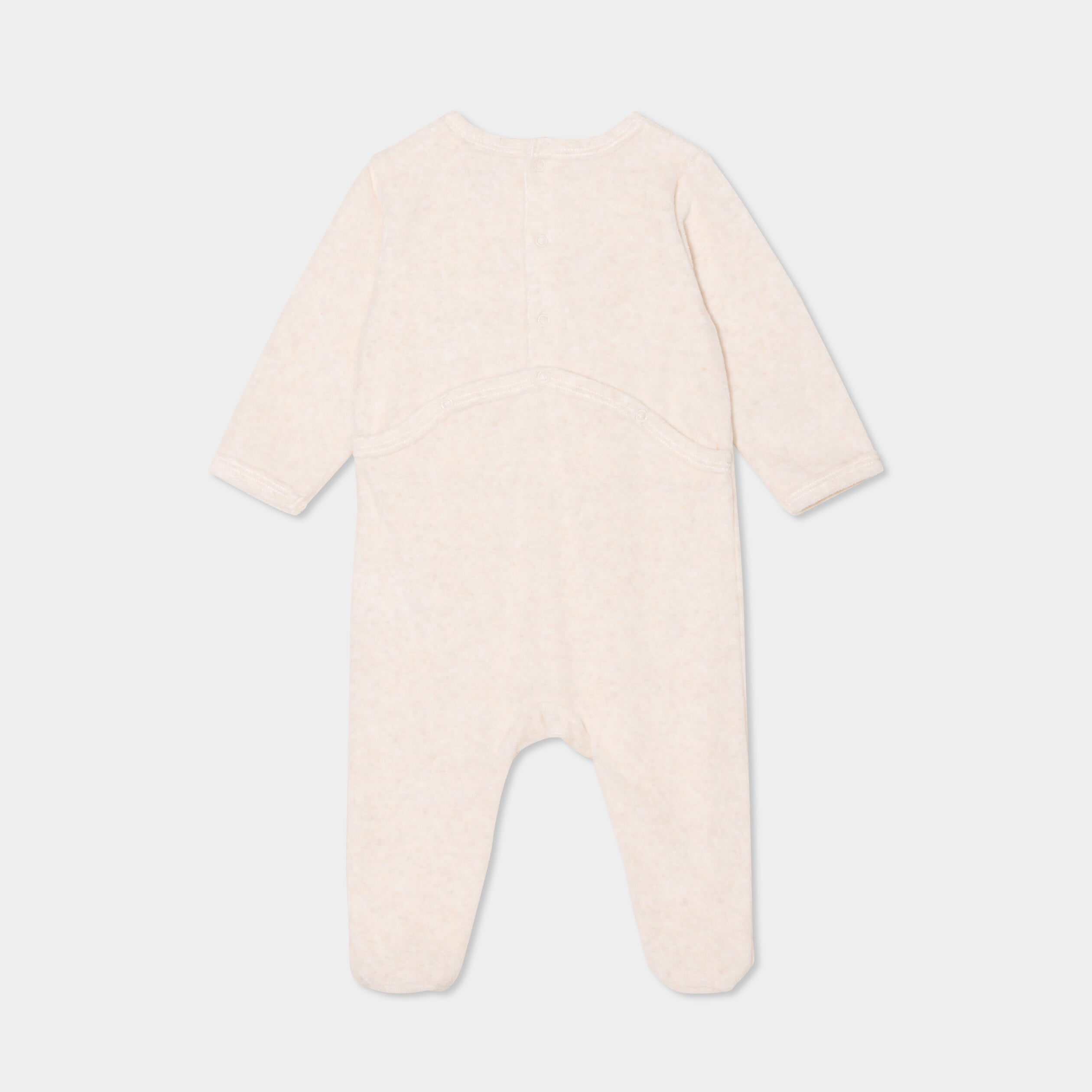Dors-bien velours manches longues beige b&eacute;b&eacute;