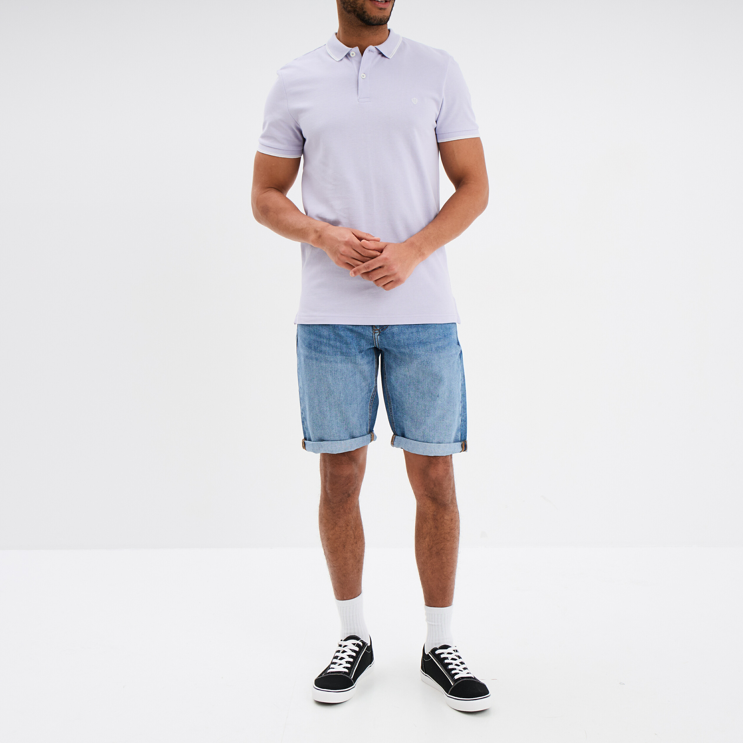 Bermuda short droit en jean denim double stone homme