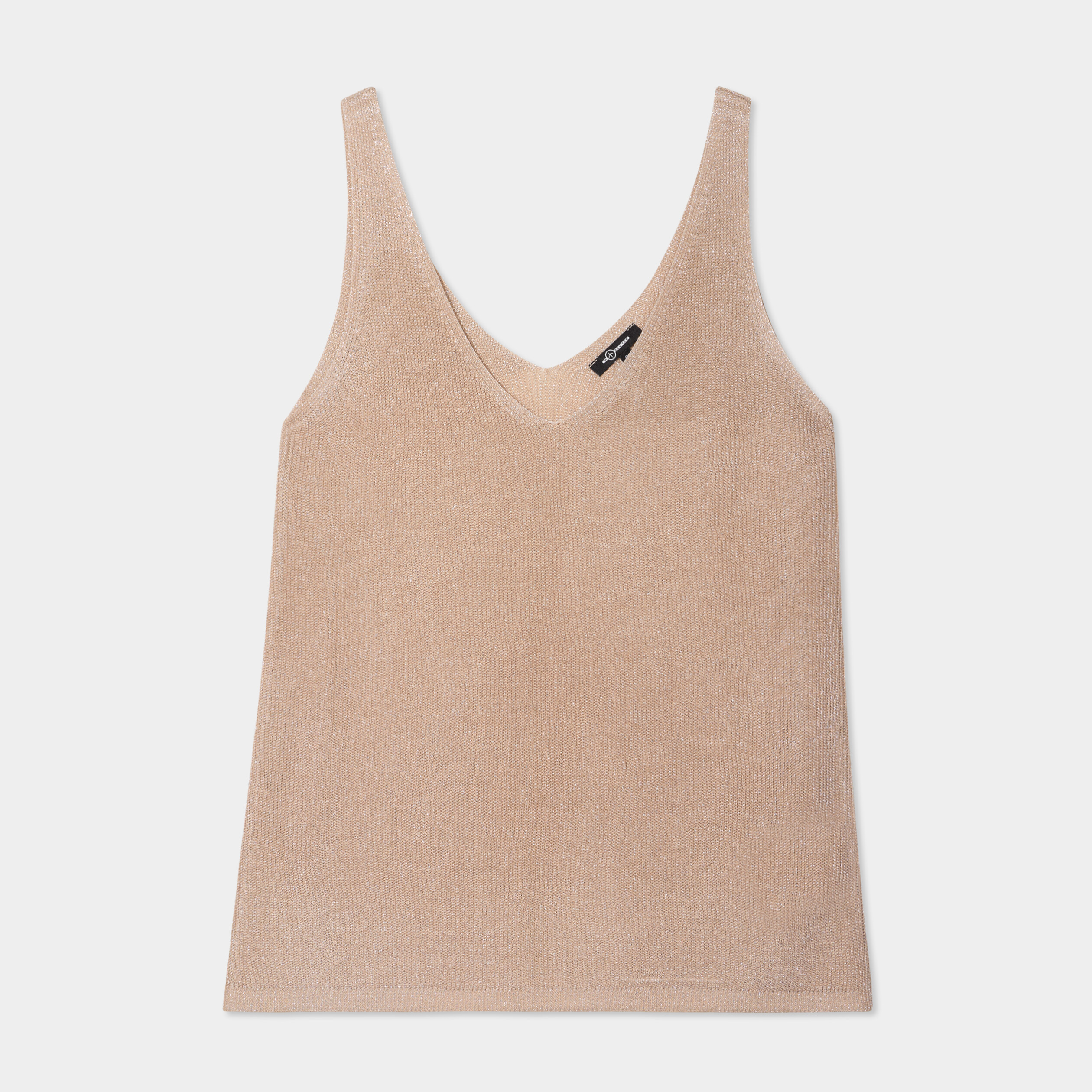 debardeur maille col en v beige femme Débardeur maille col en V beige femme