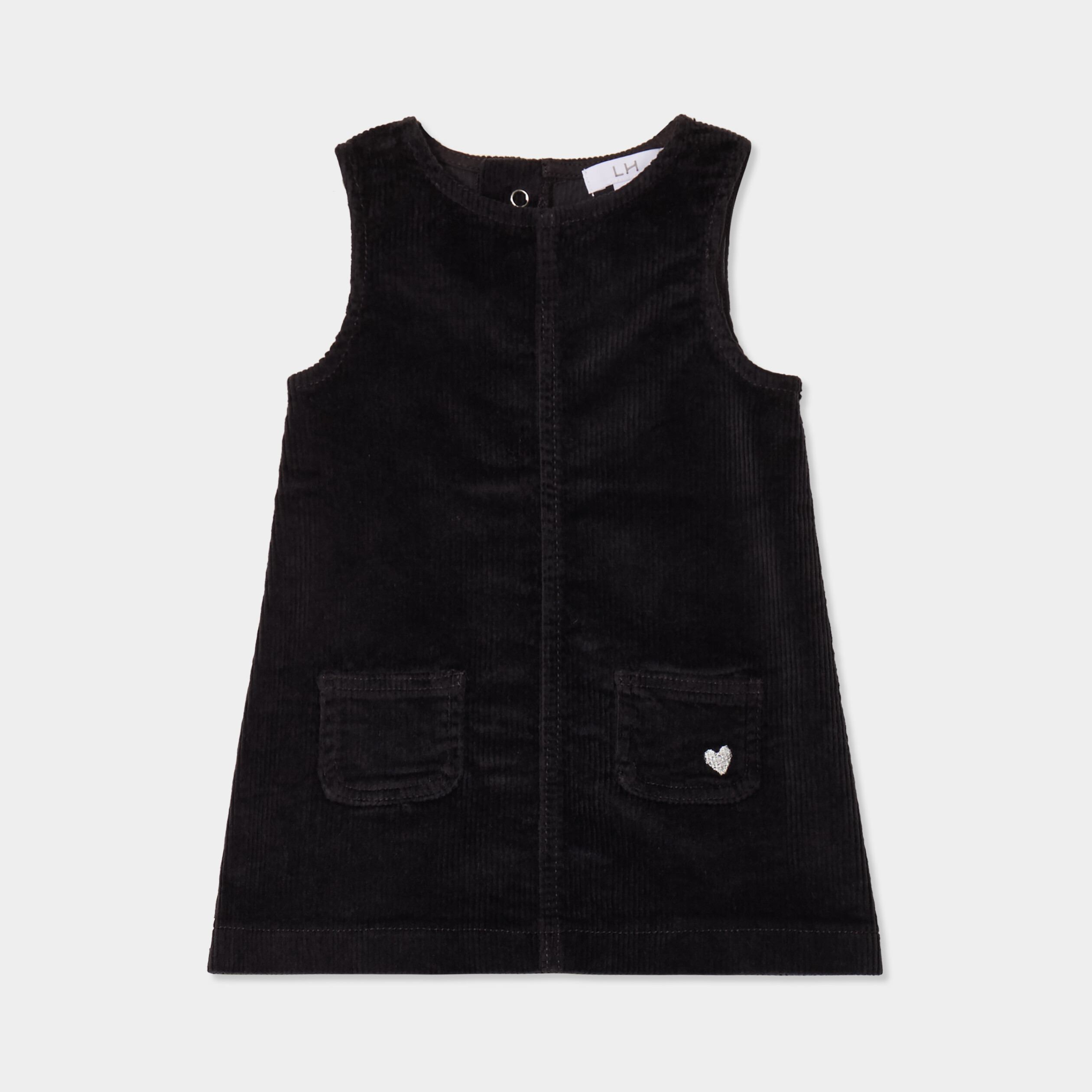 robe chasuble effet velours cotele coton gris fonce bebef Robe chasuble effet velours côtelé coton gris foncé bébé fille