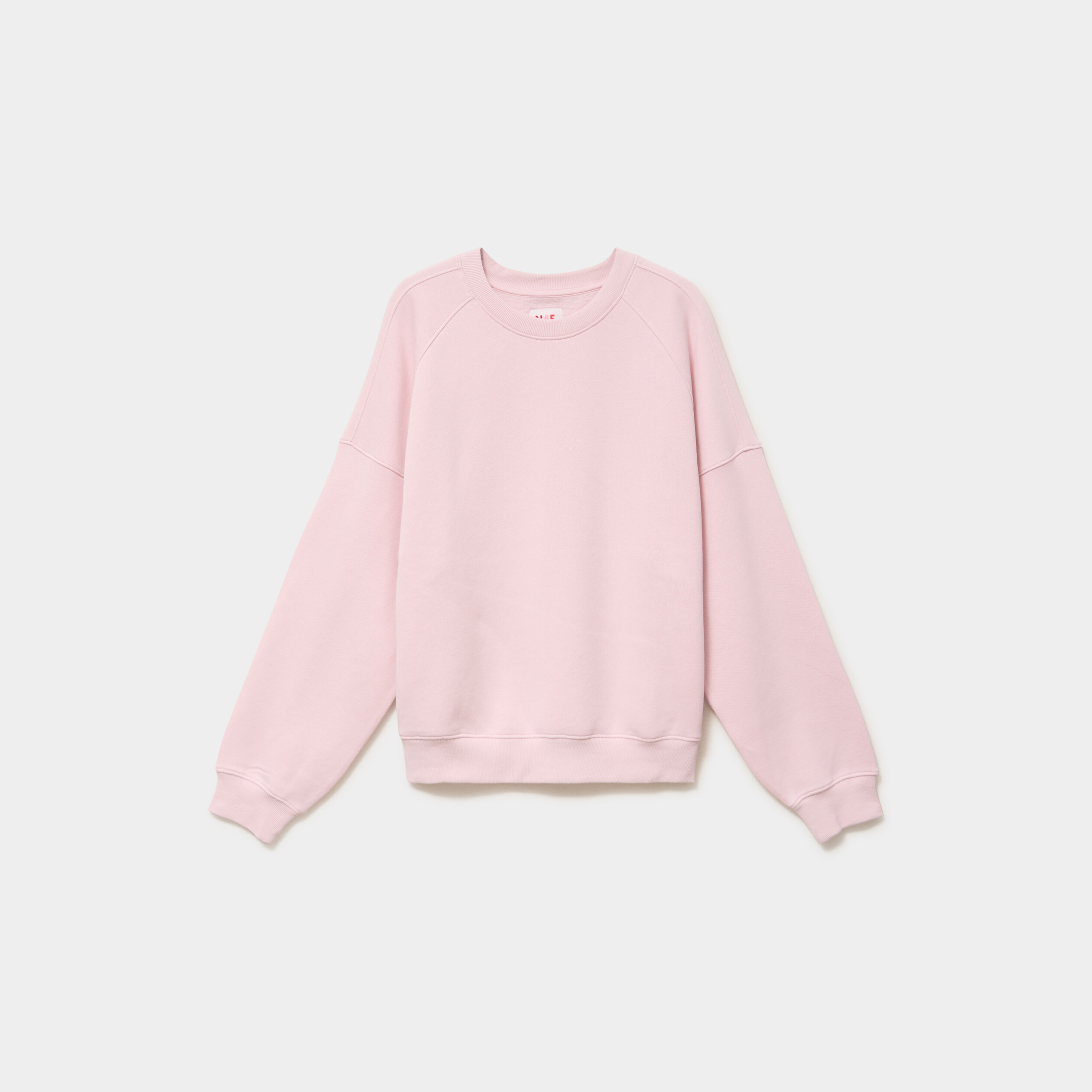 Sweat col rond oversize manches longues rose pastel femme