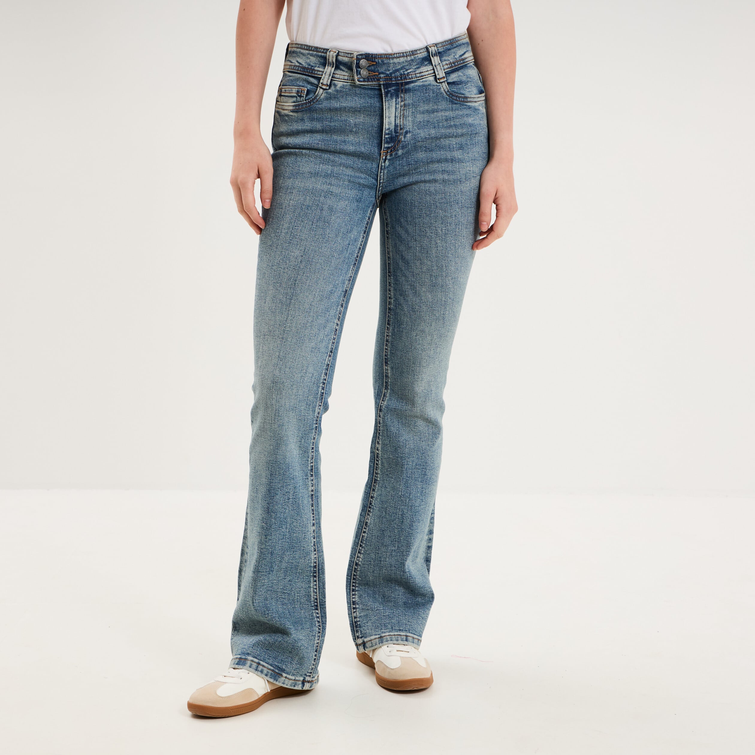 Jean flare taille basse denim dirty femme