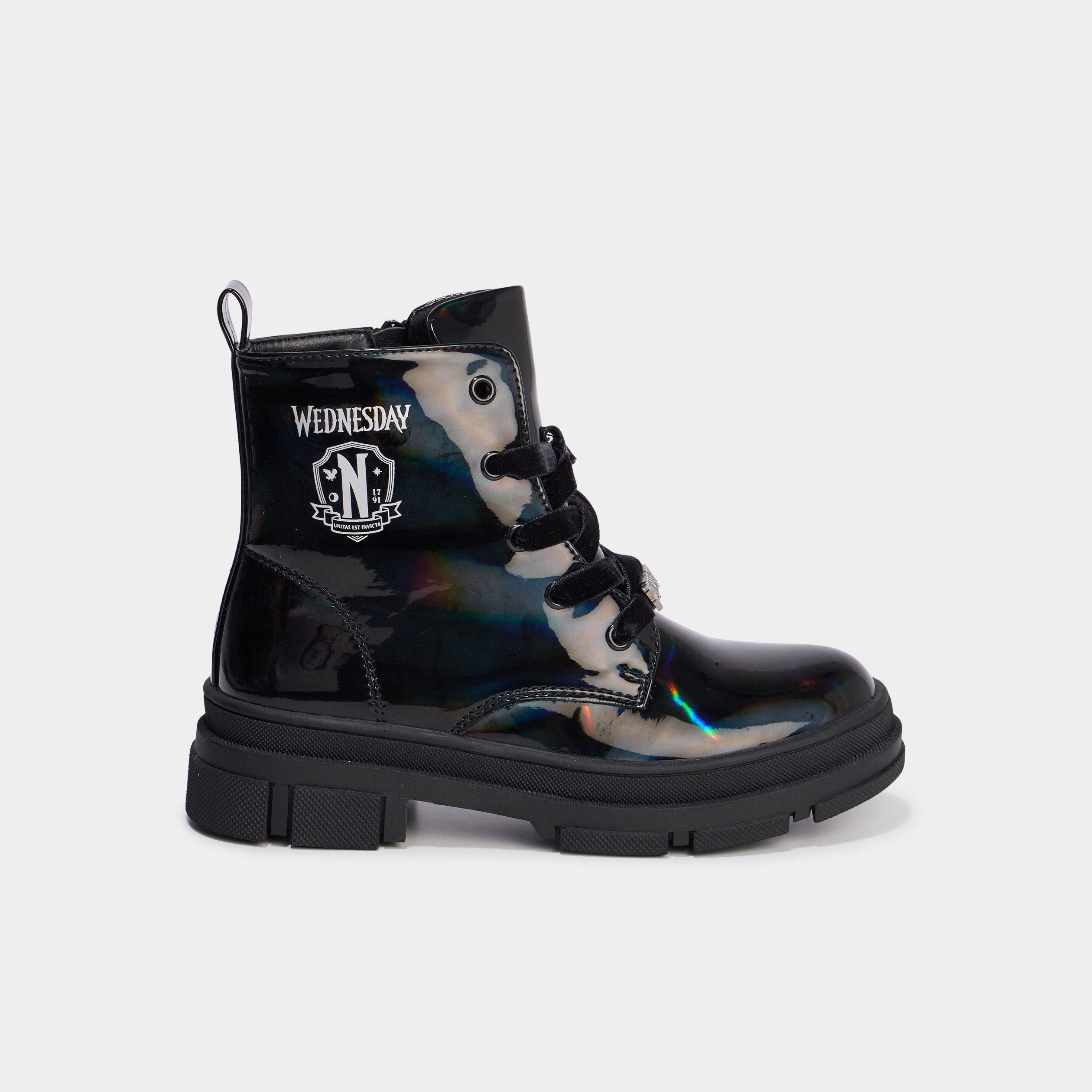 Boots effet holographique Mercredi noir fille