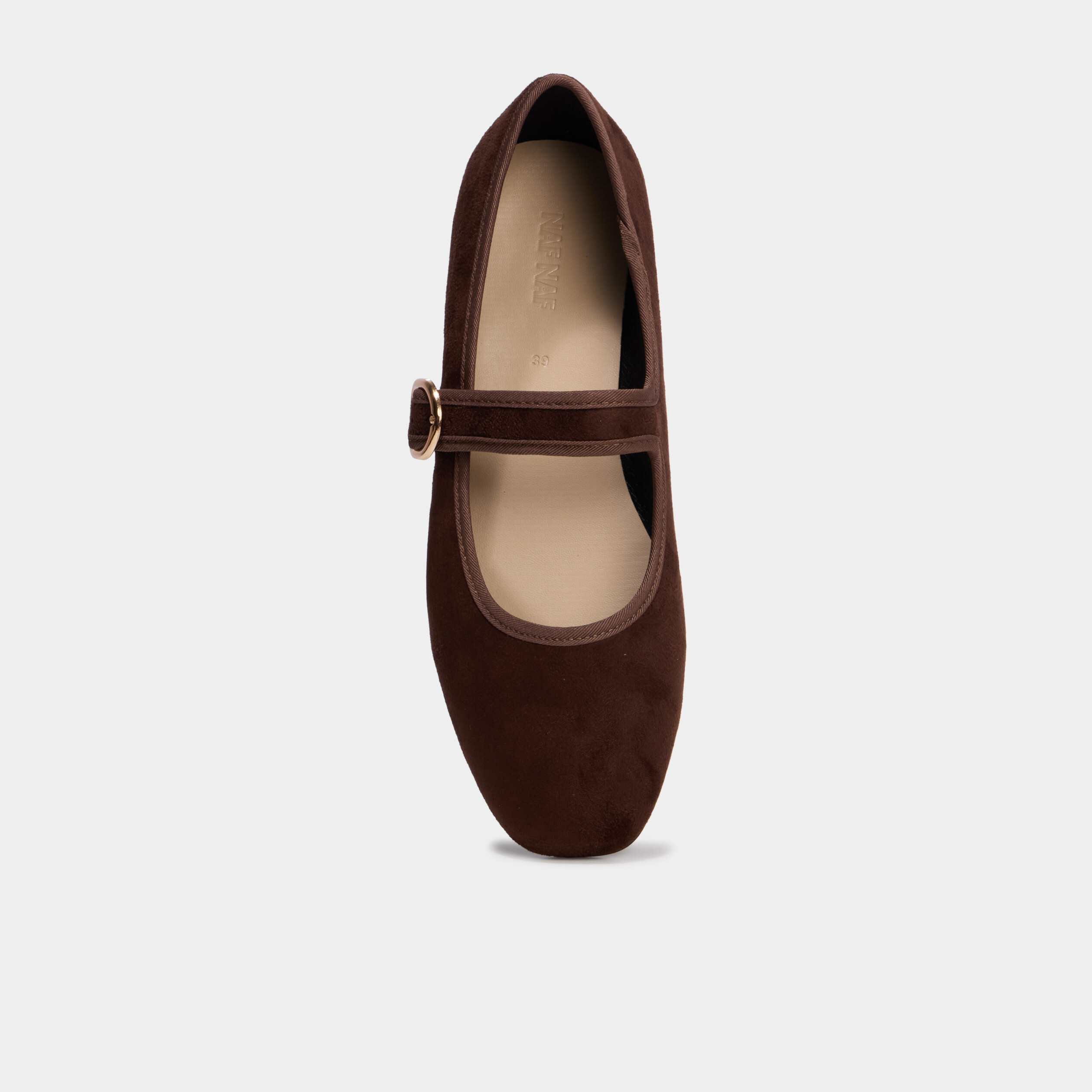 Ballerine femme su&eacute;dine &agrave; bride marron fonc&eacute; femme