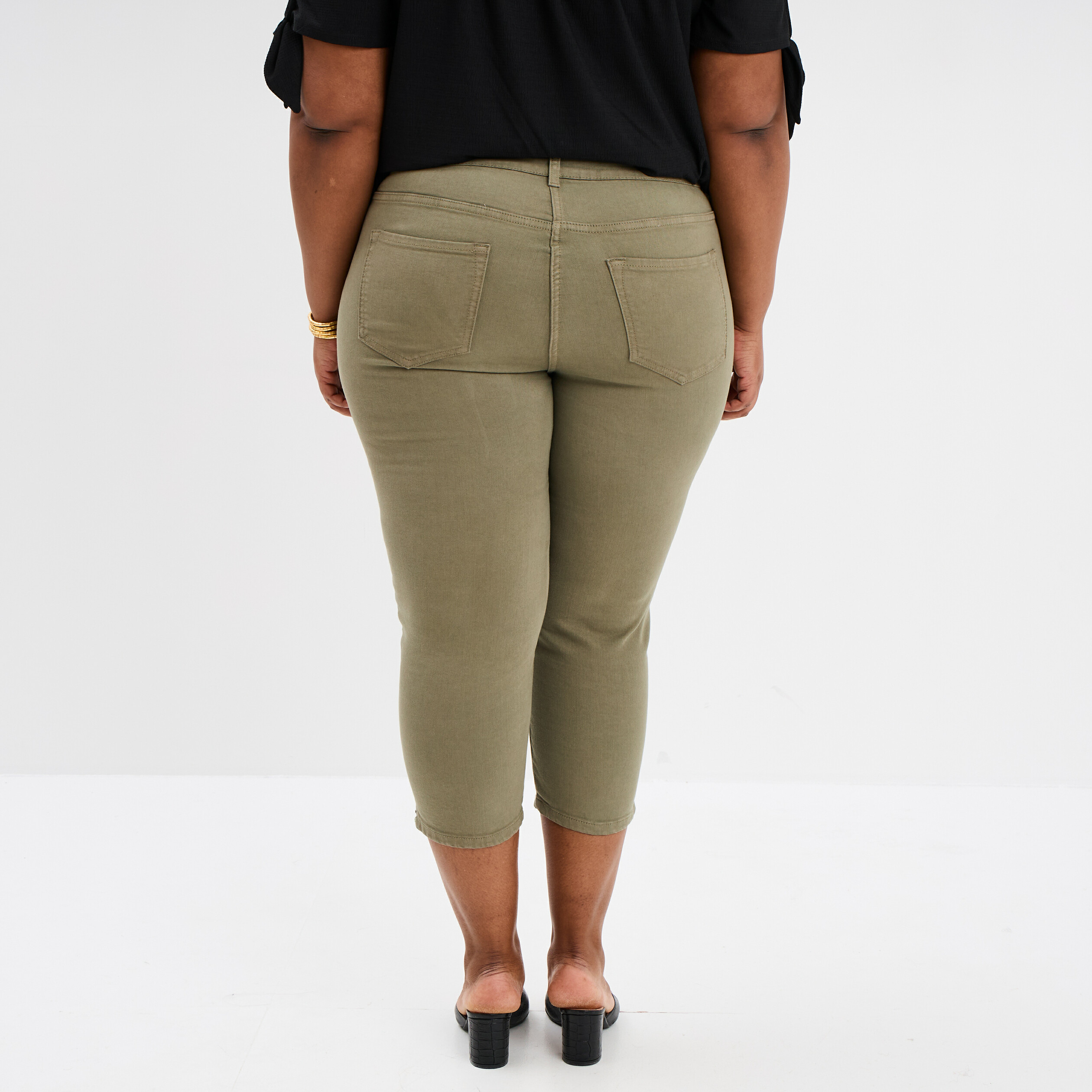 pantalon corsaire skinny taille haute vert kaki femmegt Pantalon corsaire skinny taille haute vert kaki femme grande taille
