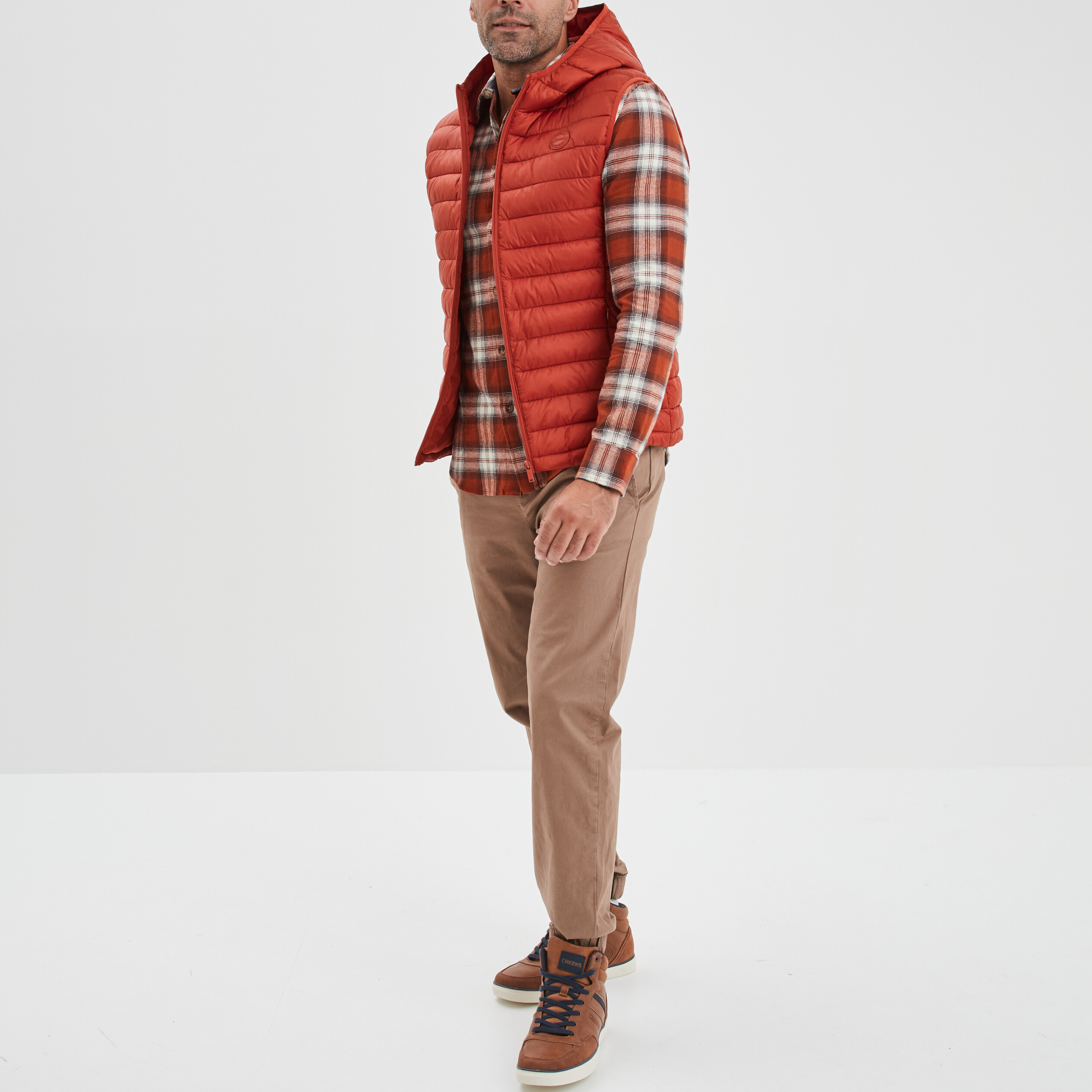 Doudoune sans manches à capuche Creeks orange foncé homme