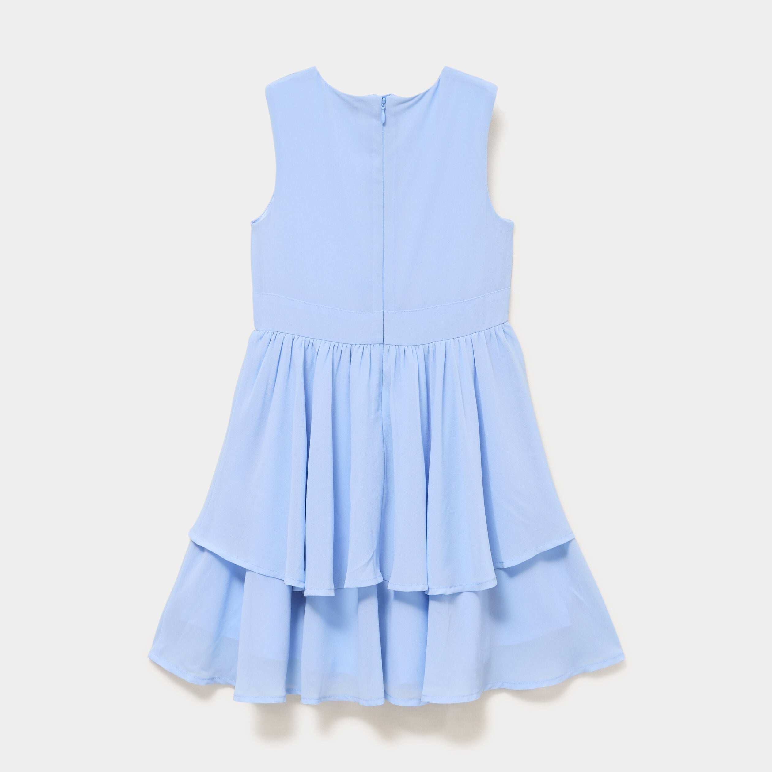 Robe c&eacute;r&eacute;monie &agrave; volants sans manches bleu ciel fille