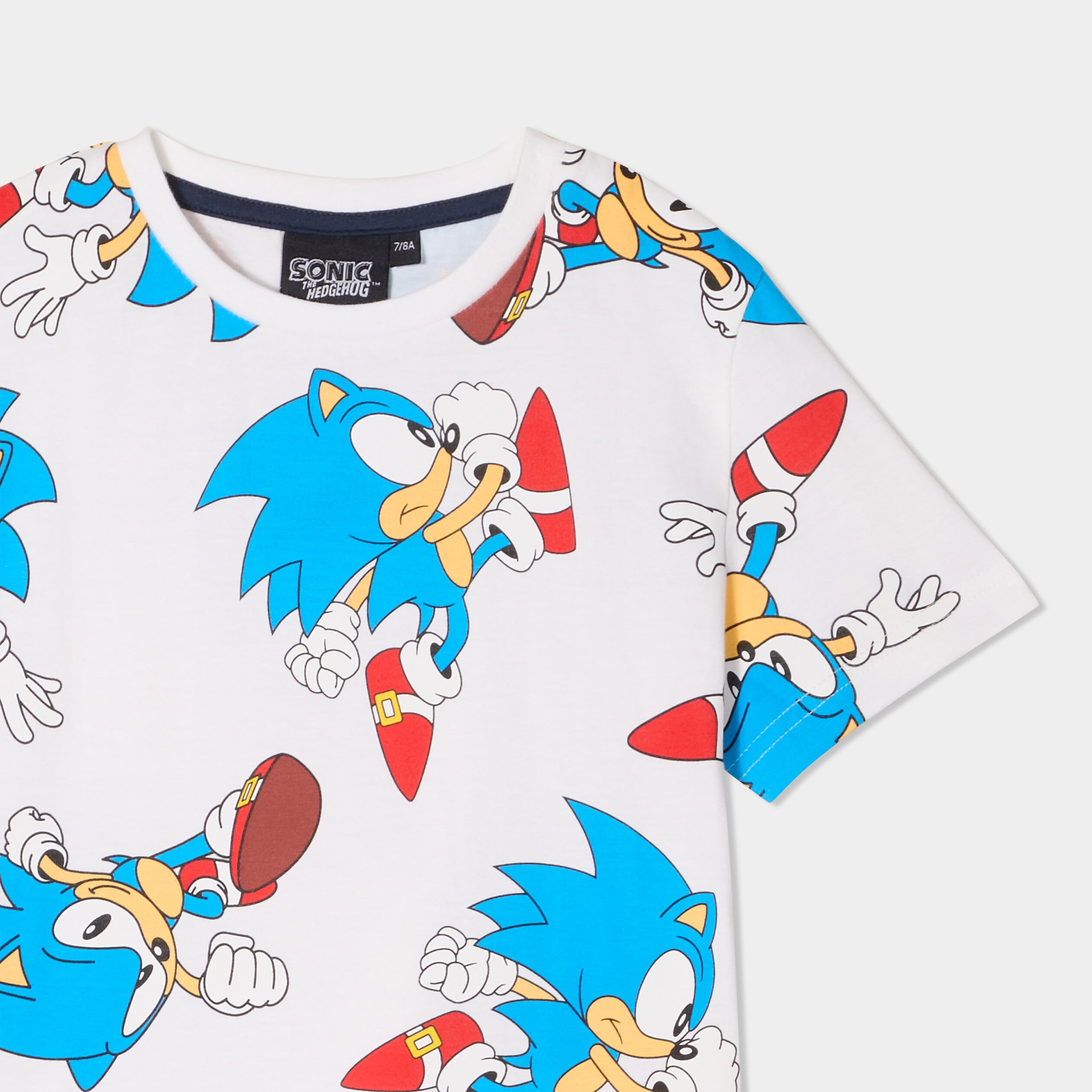 Ensemble pyjama short coton Sonic blanc gar&ccedil;on