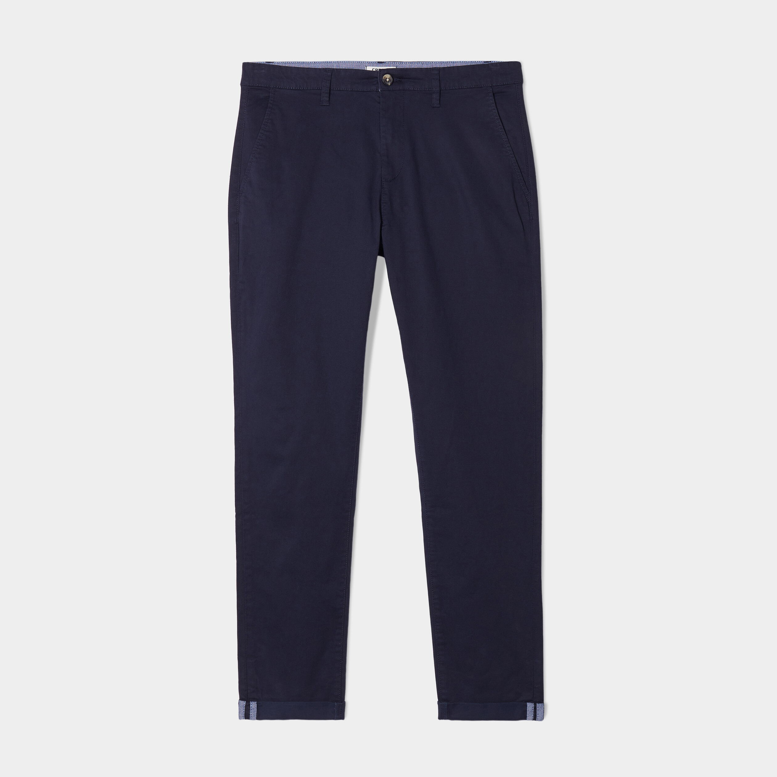 Pantalon chino slim stretch bleu marine homme