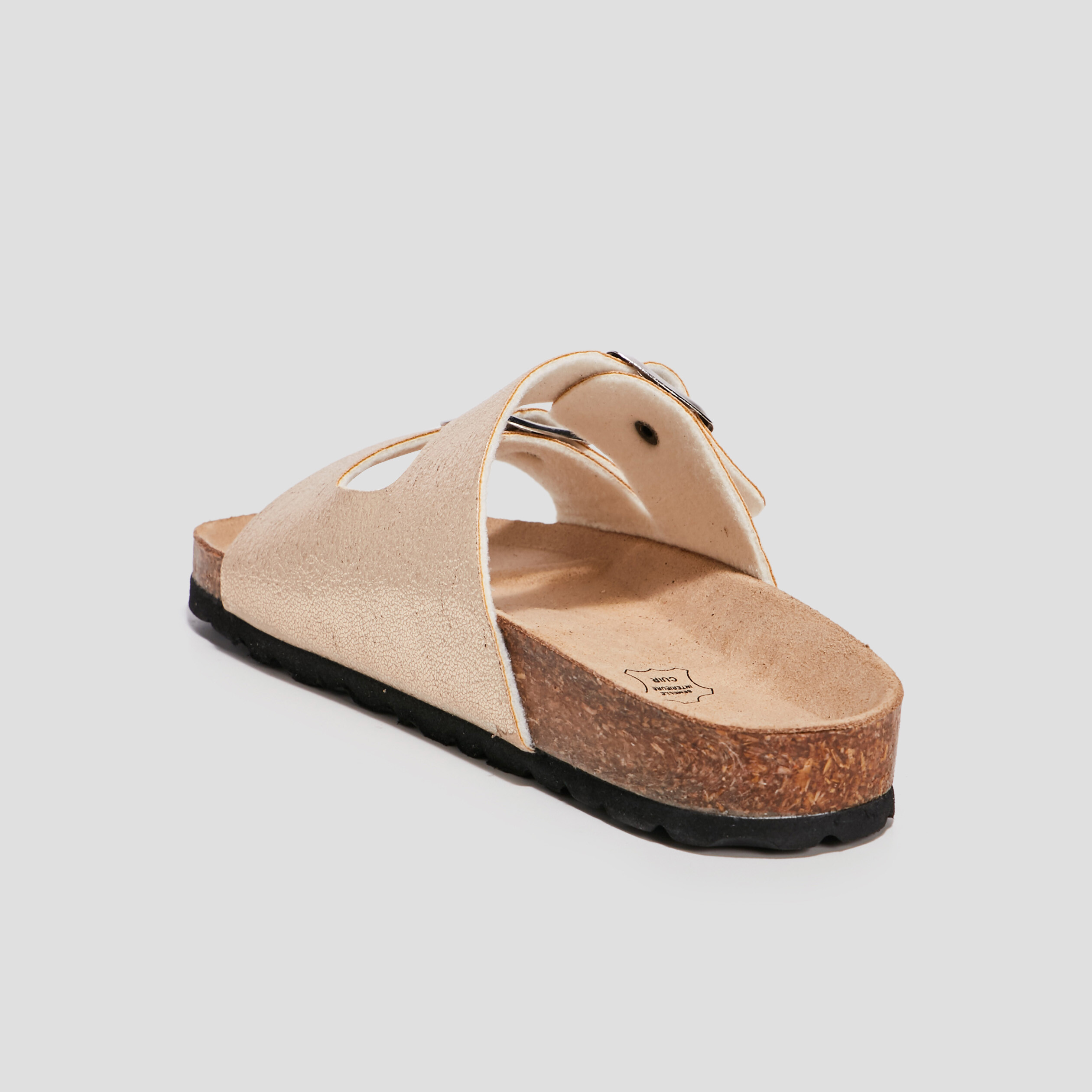 Mules avec doubles boucles jaune or femme