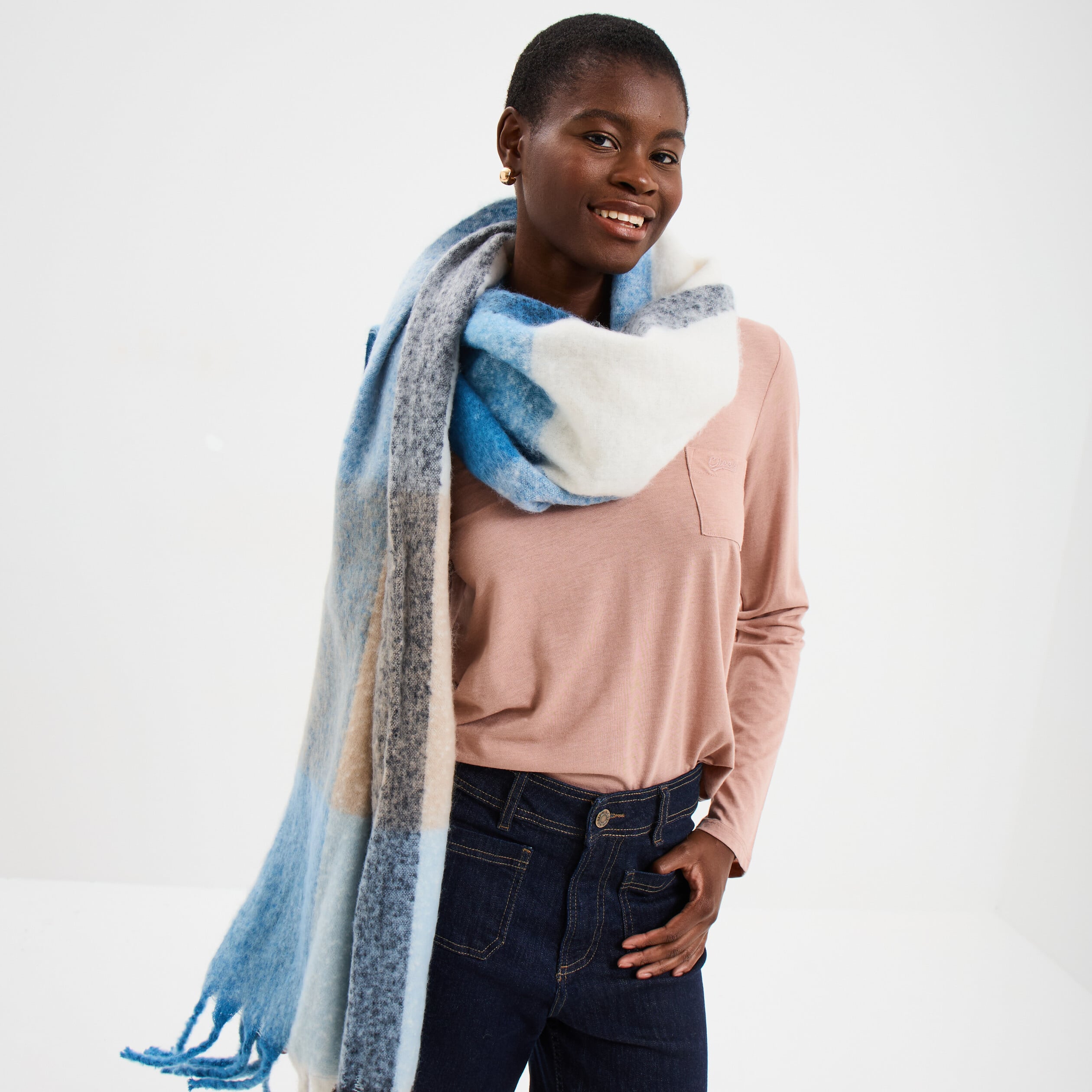 &Eacute;charpe bleu femme