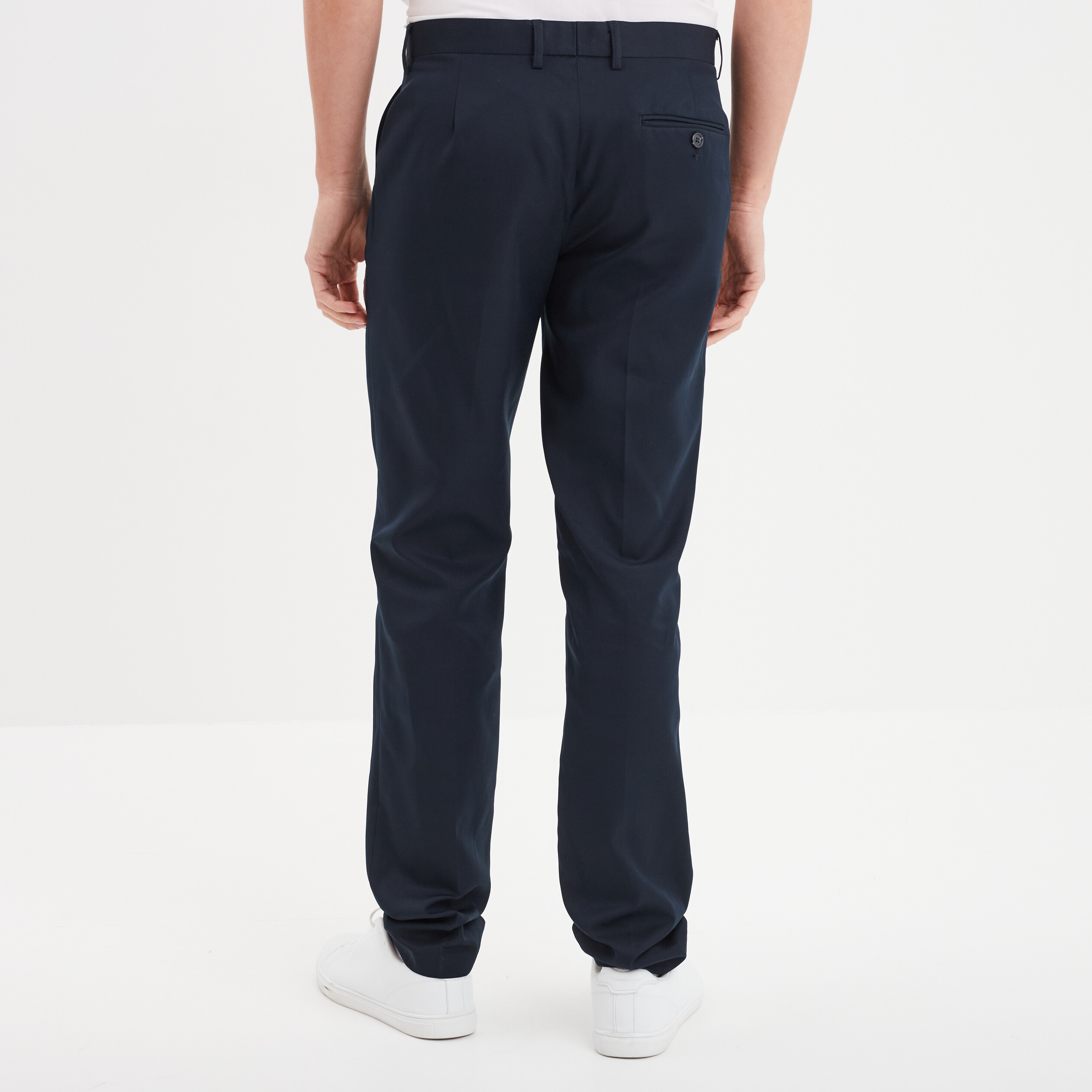 Pantalon droit avec pinces bleu marine homme