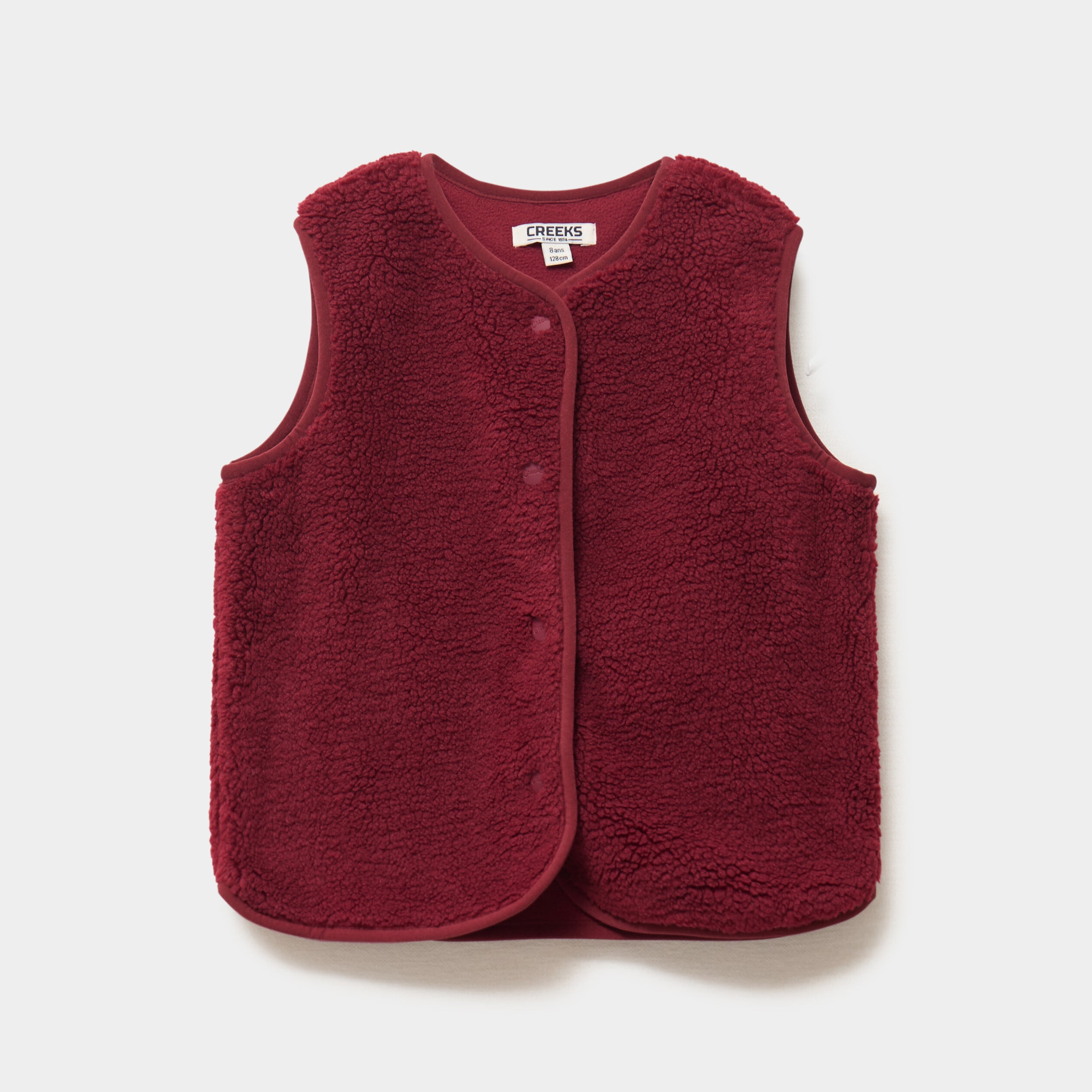 Gilet effet polaire sans manches bordeaux fille