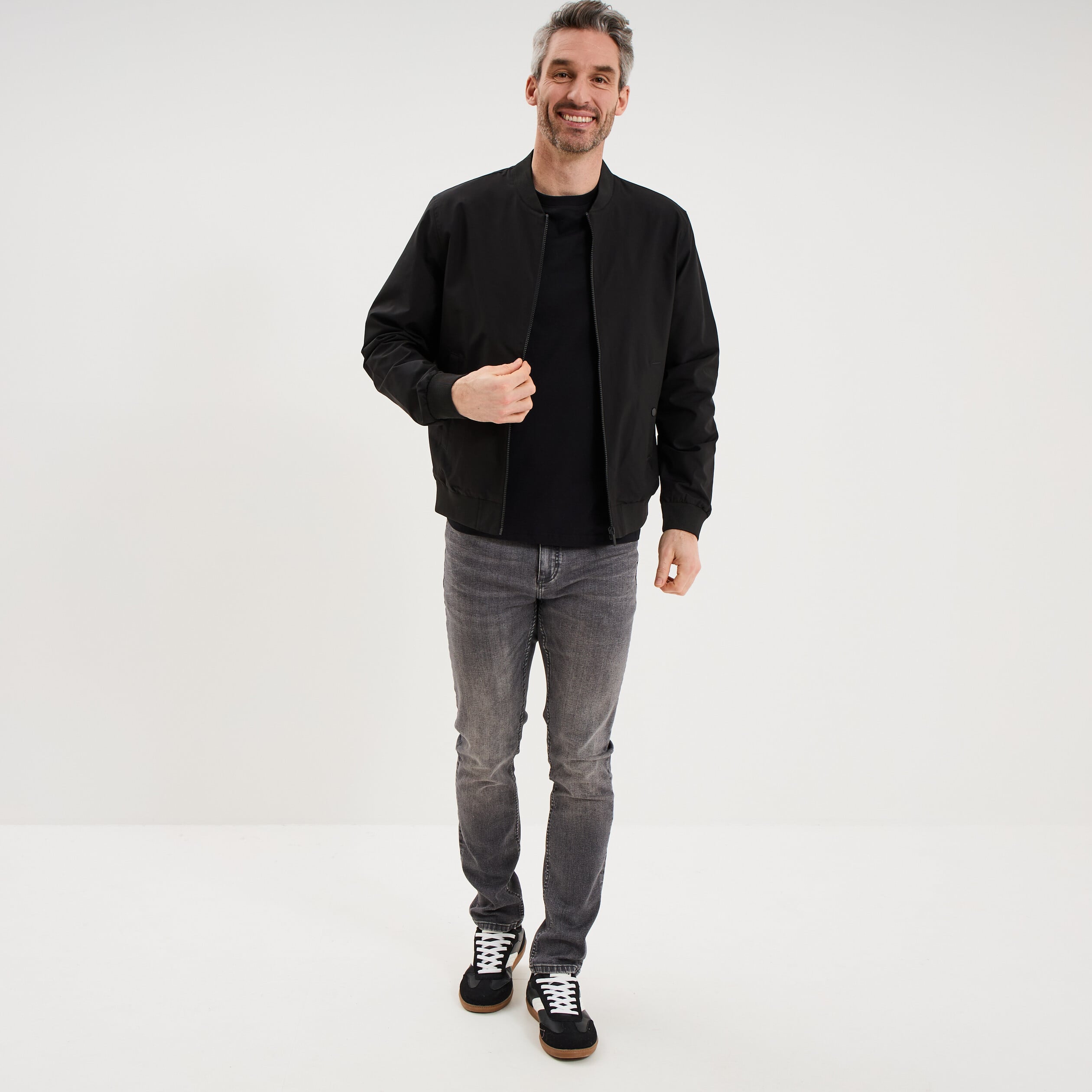 Blouson col teddy d&eacute;perlant noir homme