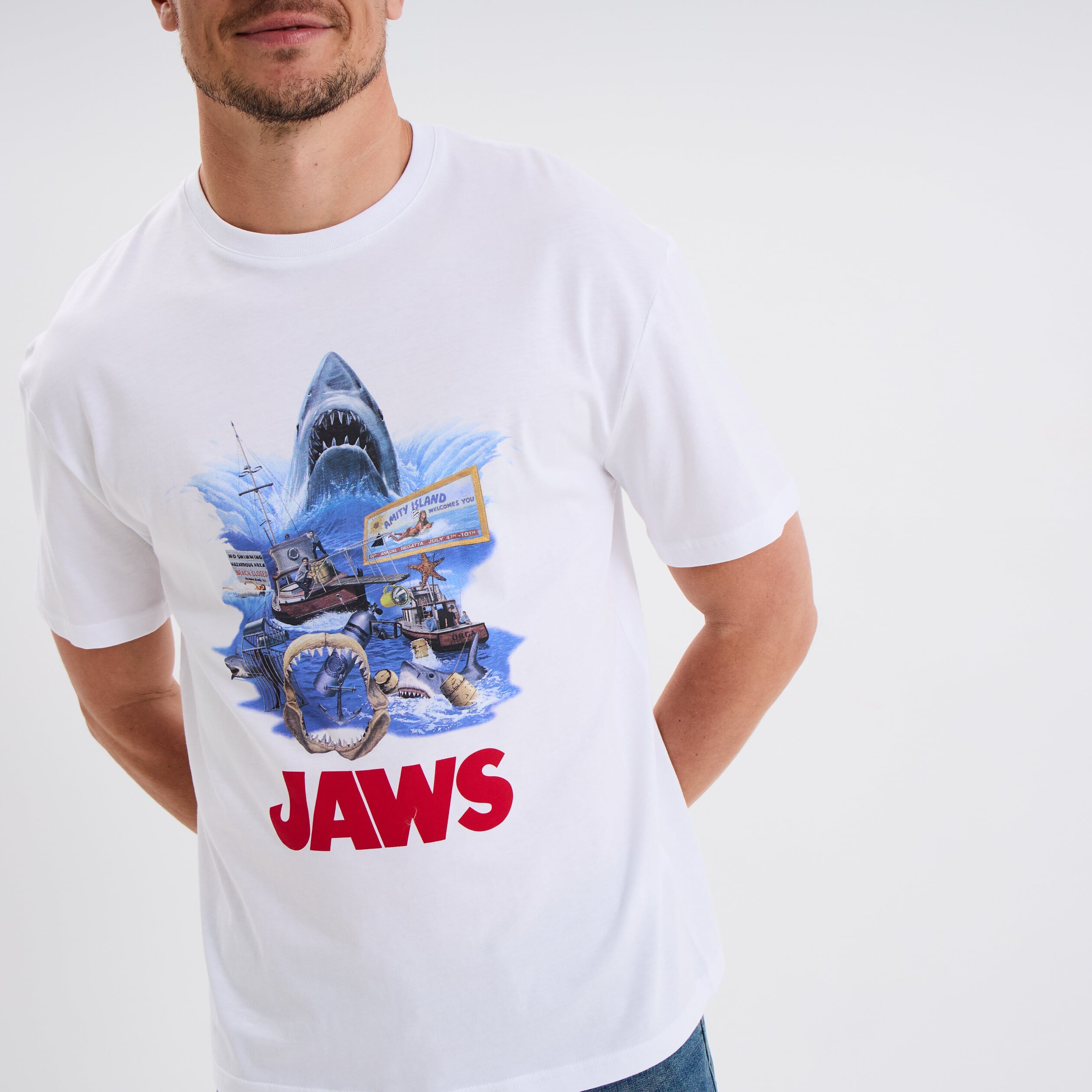 T-shirt coton Les Dents de la mer blanc homme