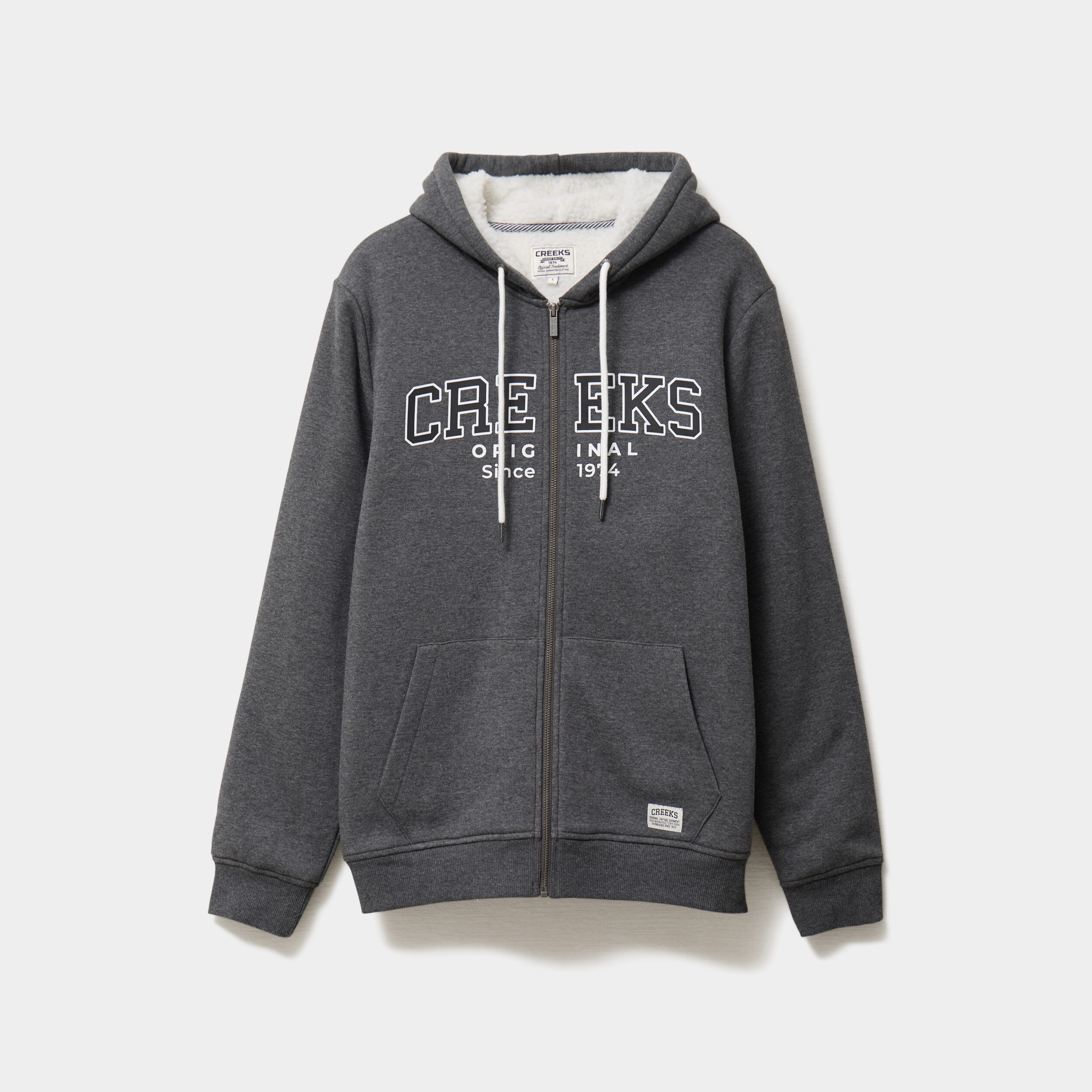 Sweat zippé à capuche doublé gris foncé homme