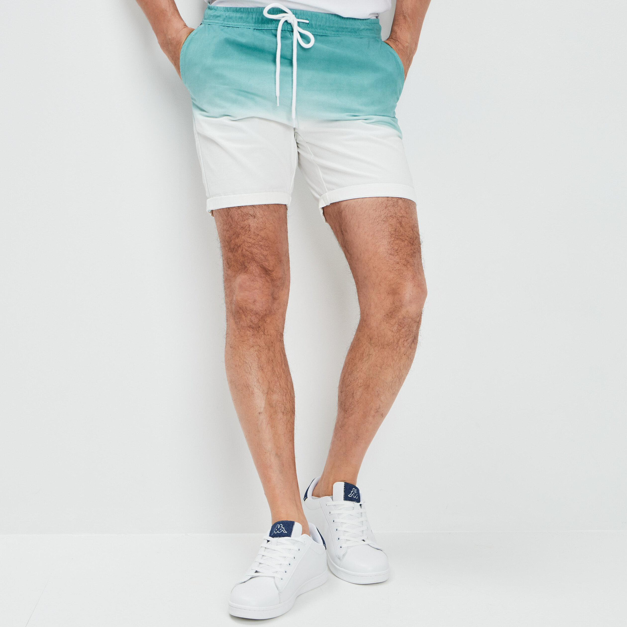 Bermuda straight à coulisse bleu clair homme
