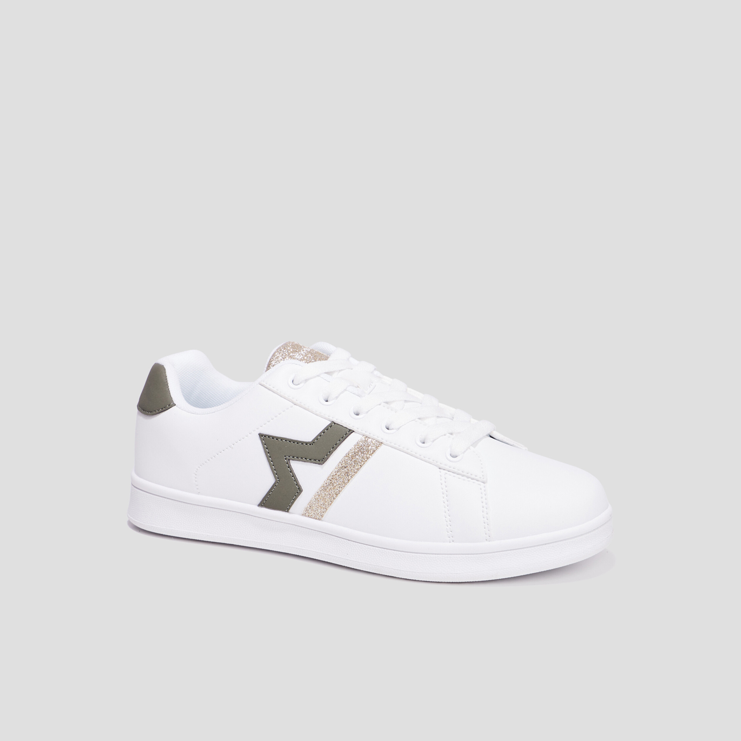 Tennis &agrave; lacets d&eacute;tails paillet&eacute;s Creeks vert kaki femme