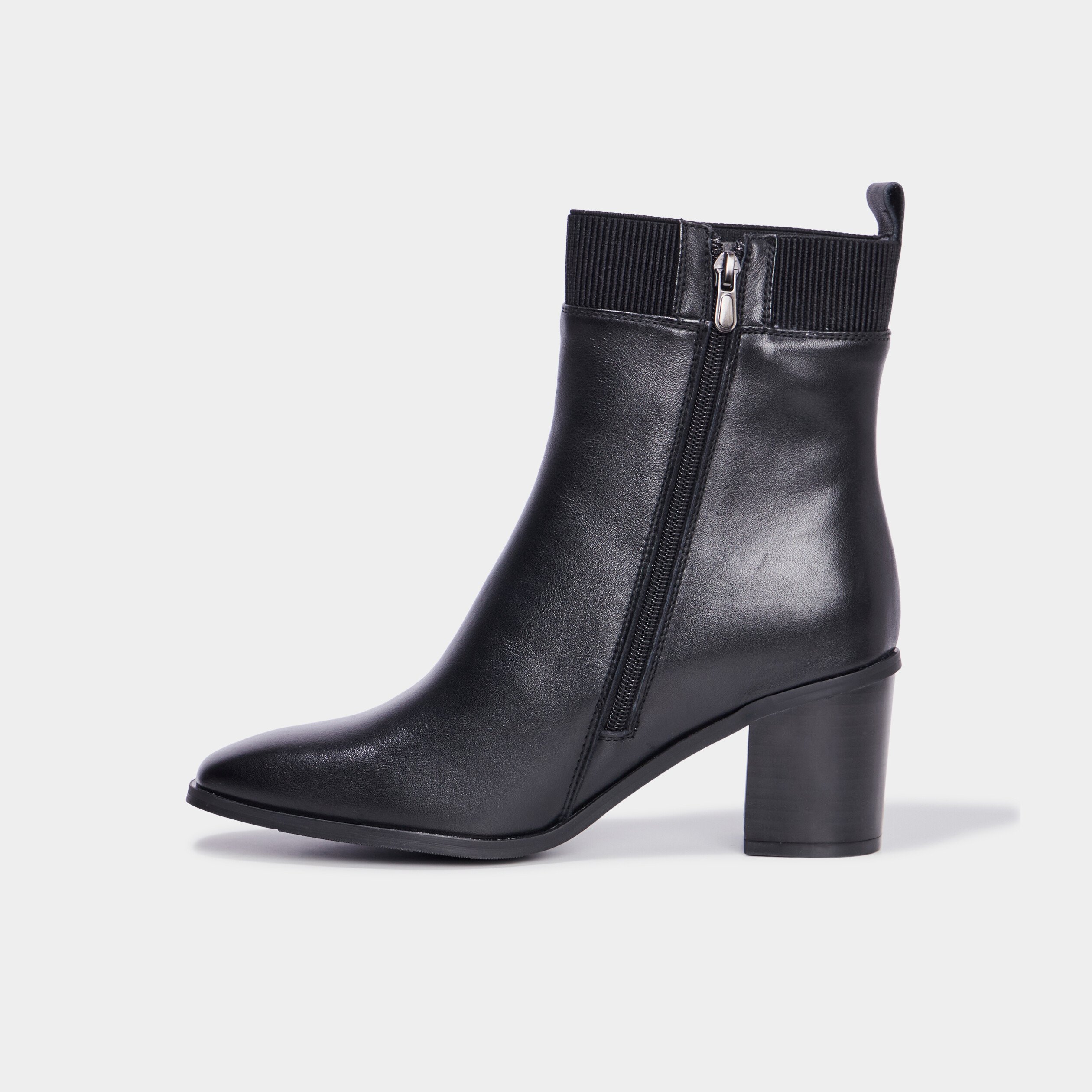 Bottines a talons carres bout pointu noir femme La Halle