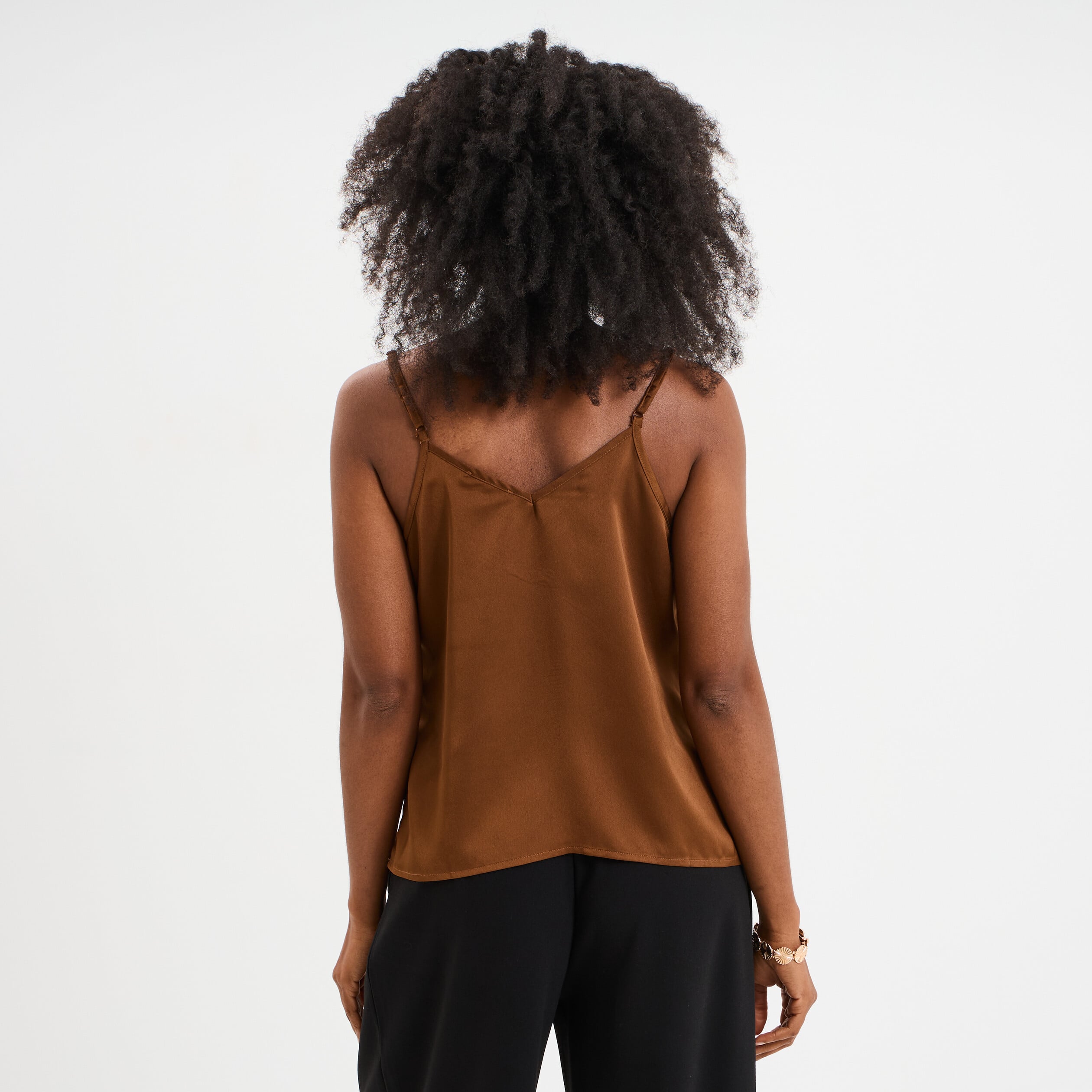 Caraco effet satin marron fonc&eacute; femme