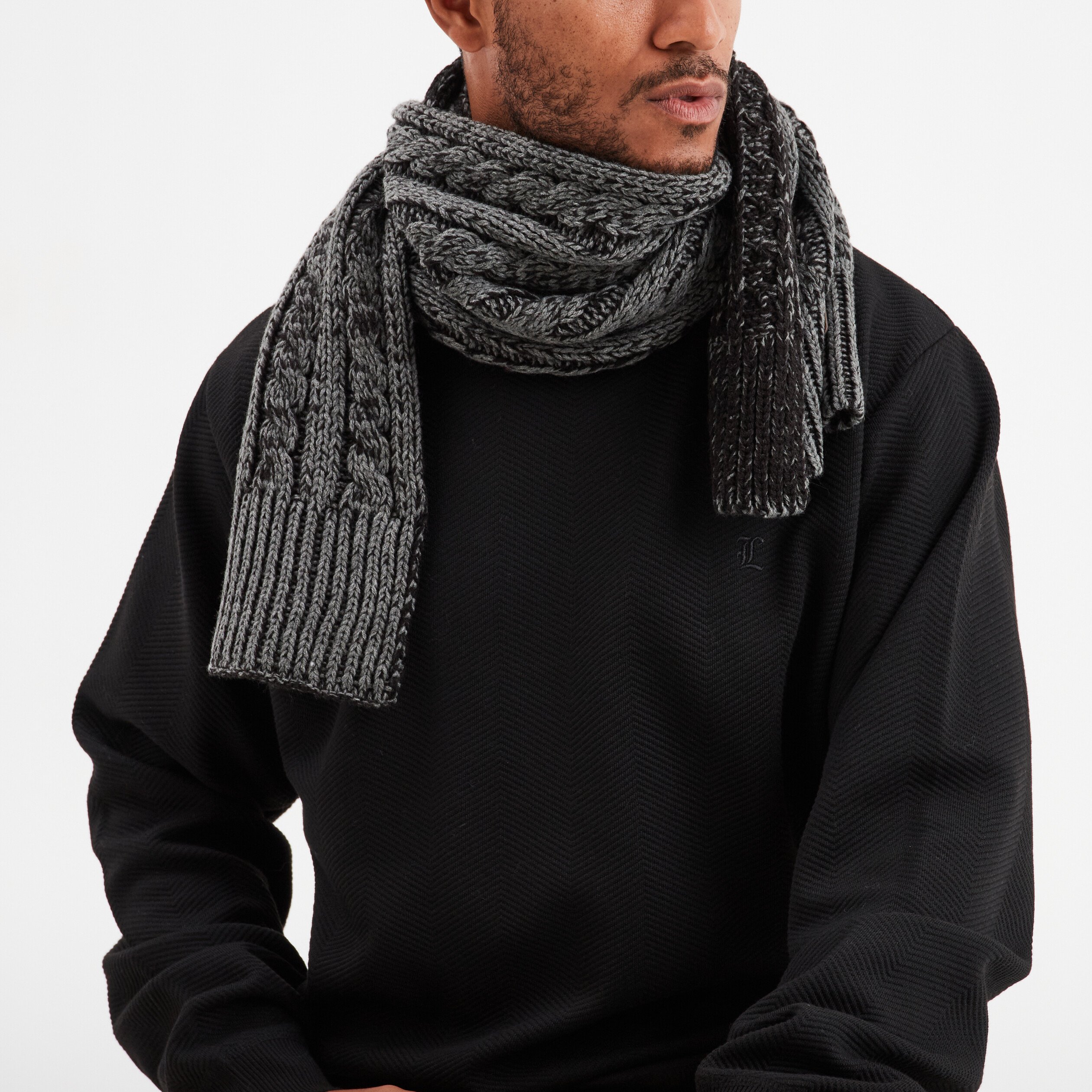 echarpe avec torsades creeks gris homme Écharpe avec torsades Creeks gris homme