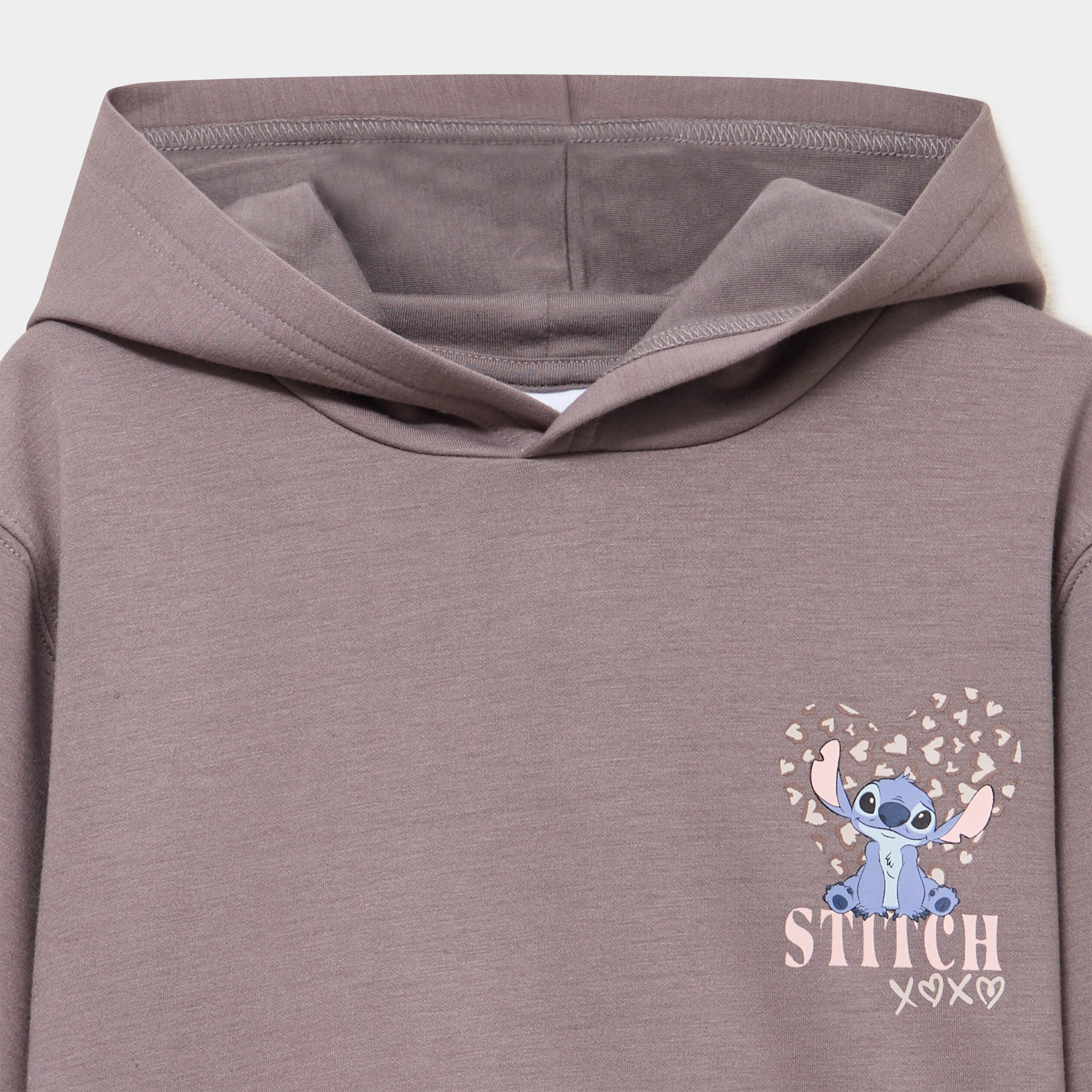 Sweat hoodie &agrave; capuche Stitch marron fille