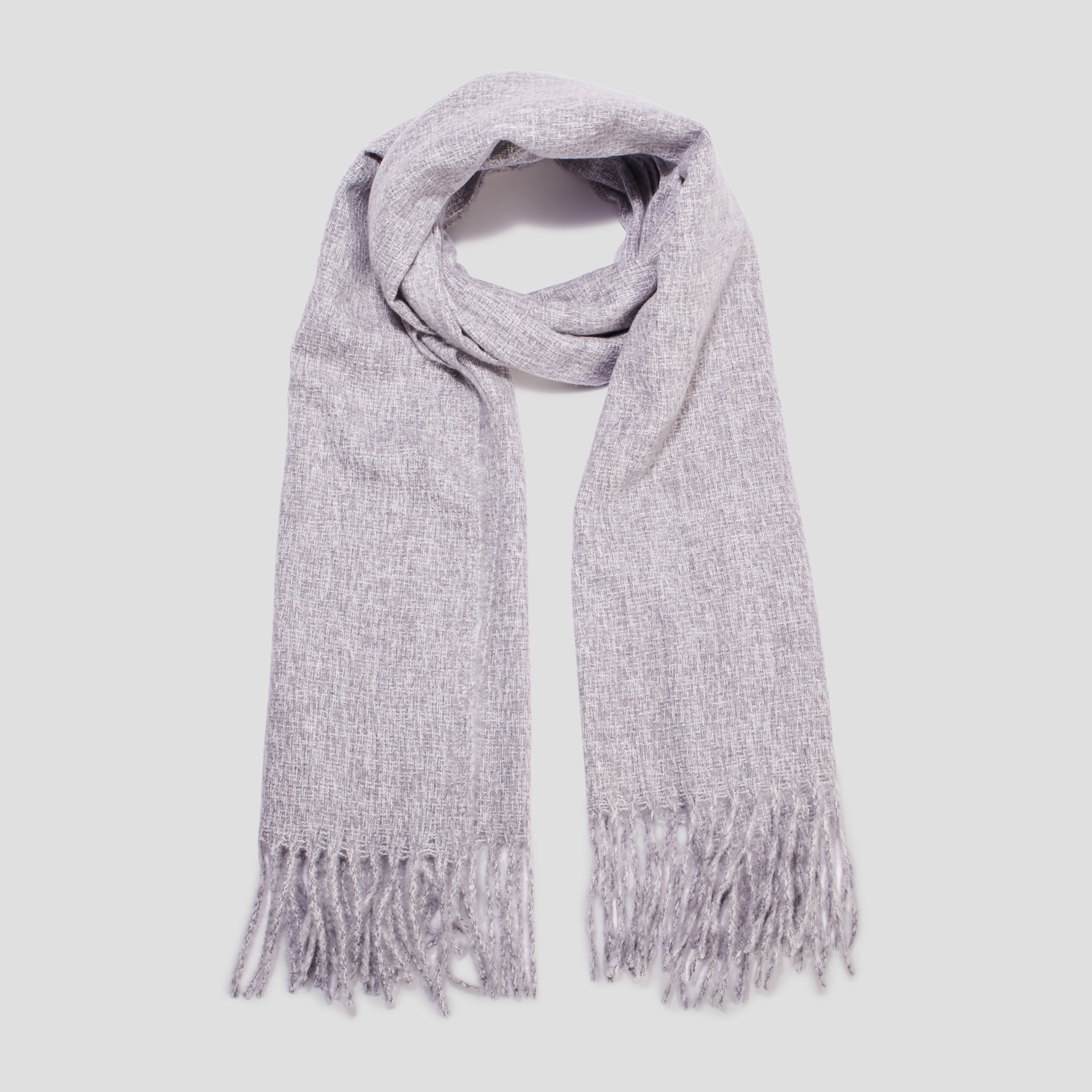 Écharpe unie à franges gris femme