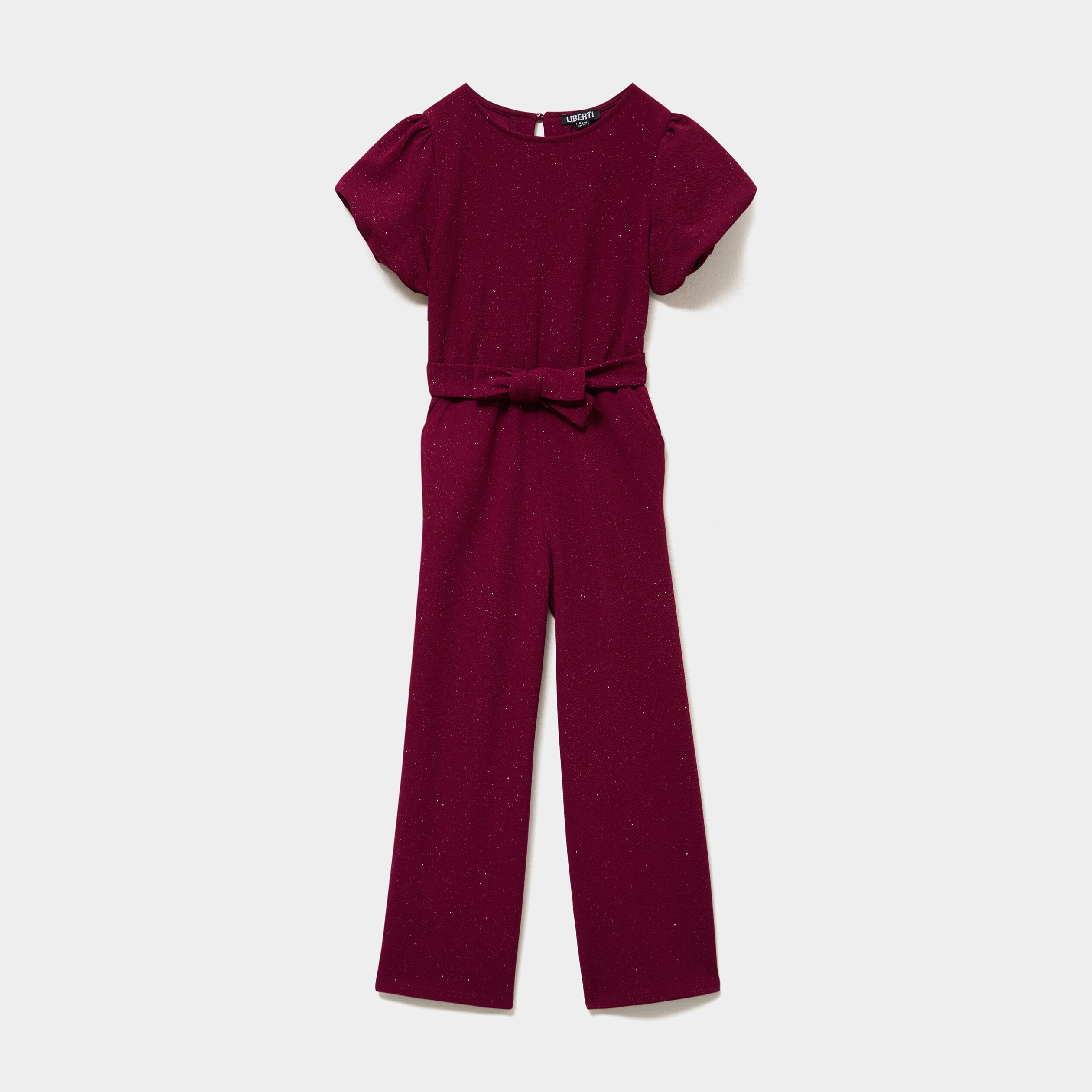 Combinaison pantalon &agrave; paillettes bordeaux fille
