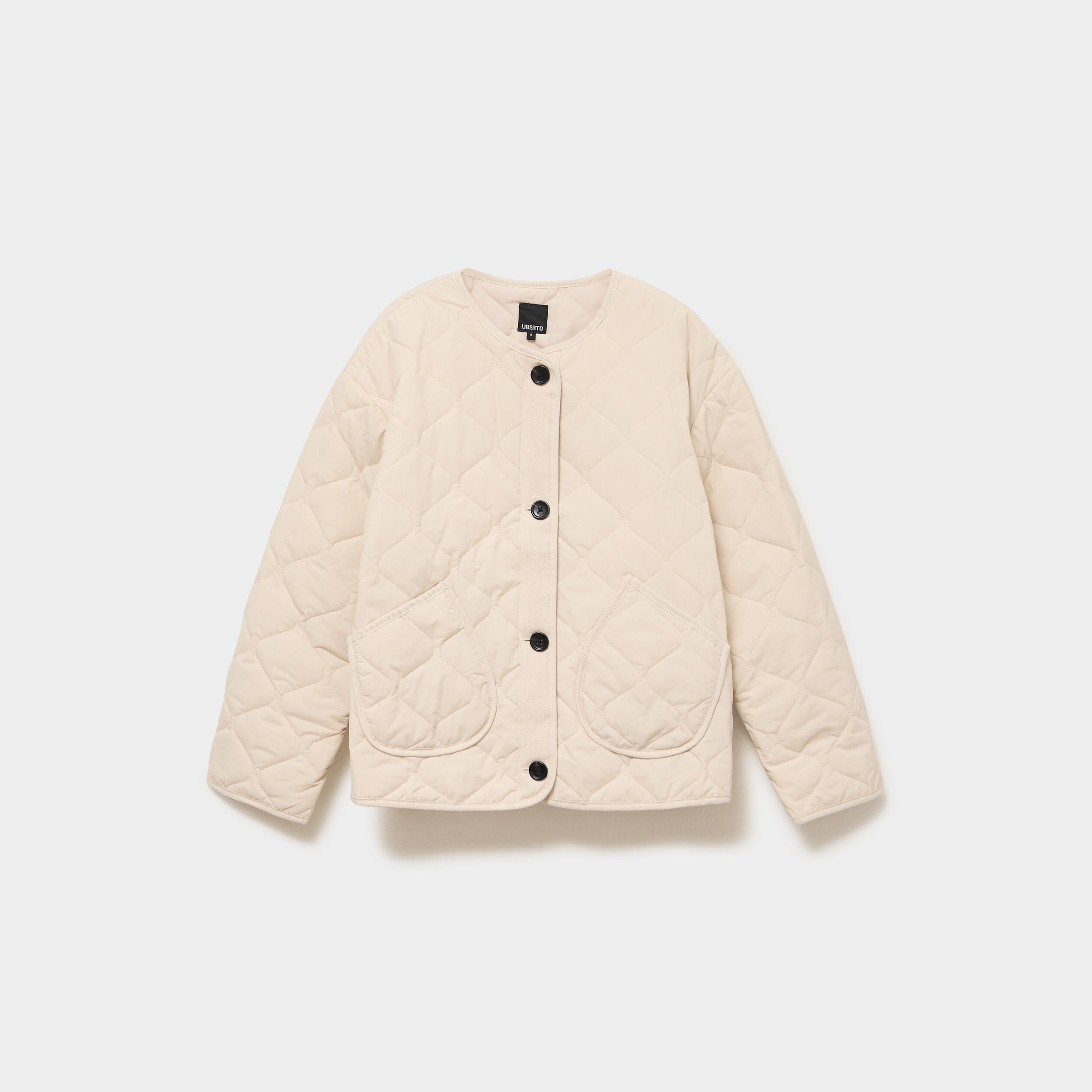 Veste matelass&eacute;e boutonn&eacute;e col rond sable femme