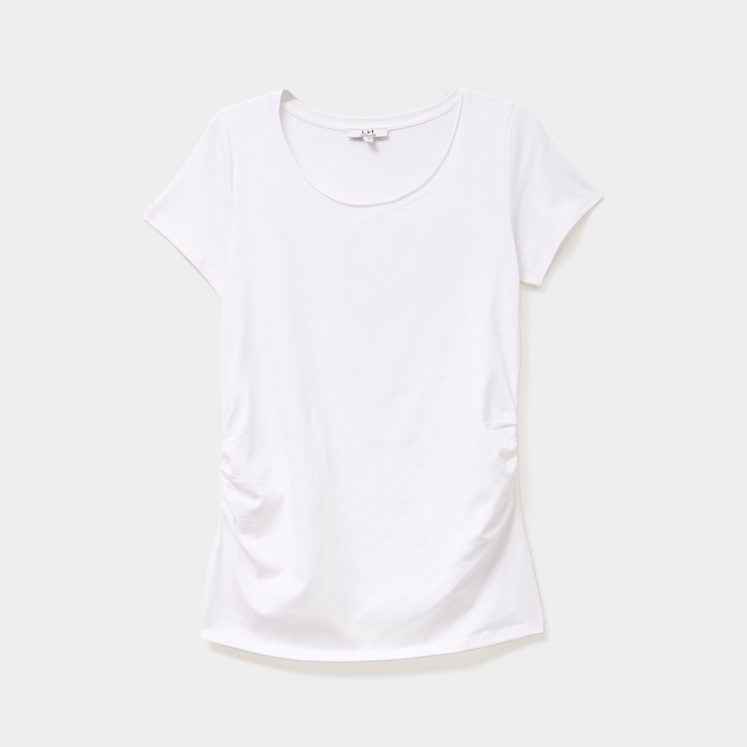 T-shirt grossesse manches courtes coton blanc femme maternit&eacute;