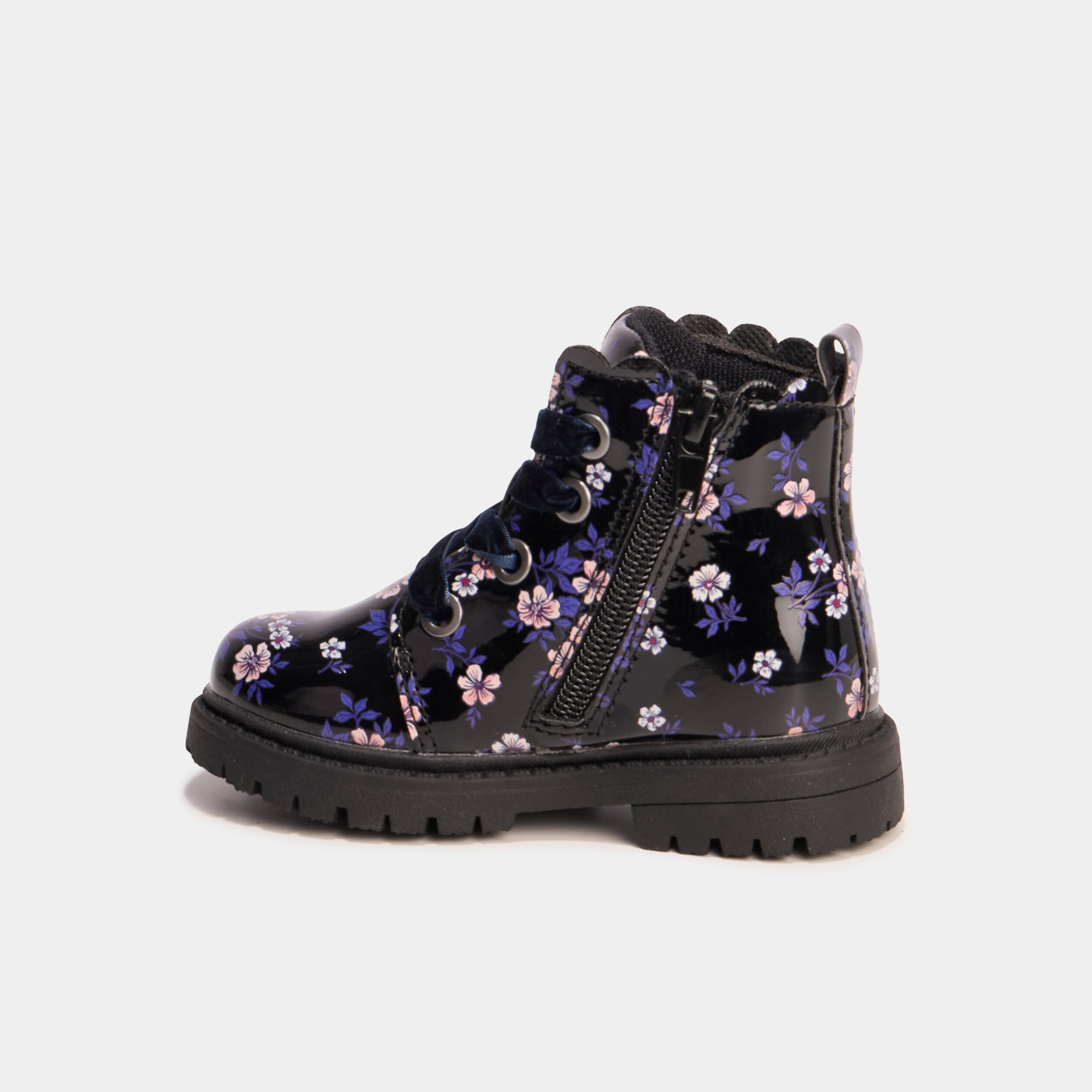 Boots crant&eacute;es &agrave; lacets noir b&eacute;b&eacute; fille