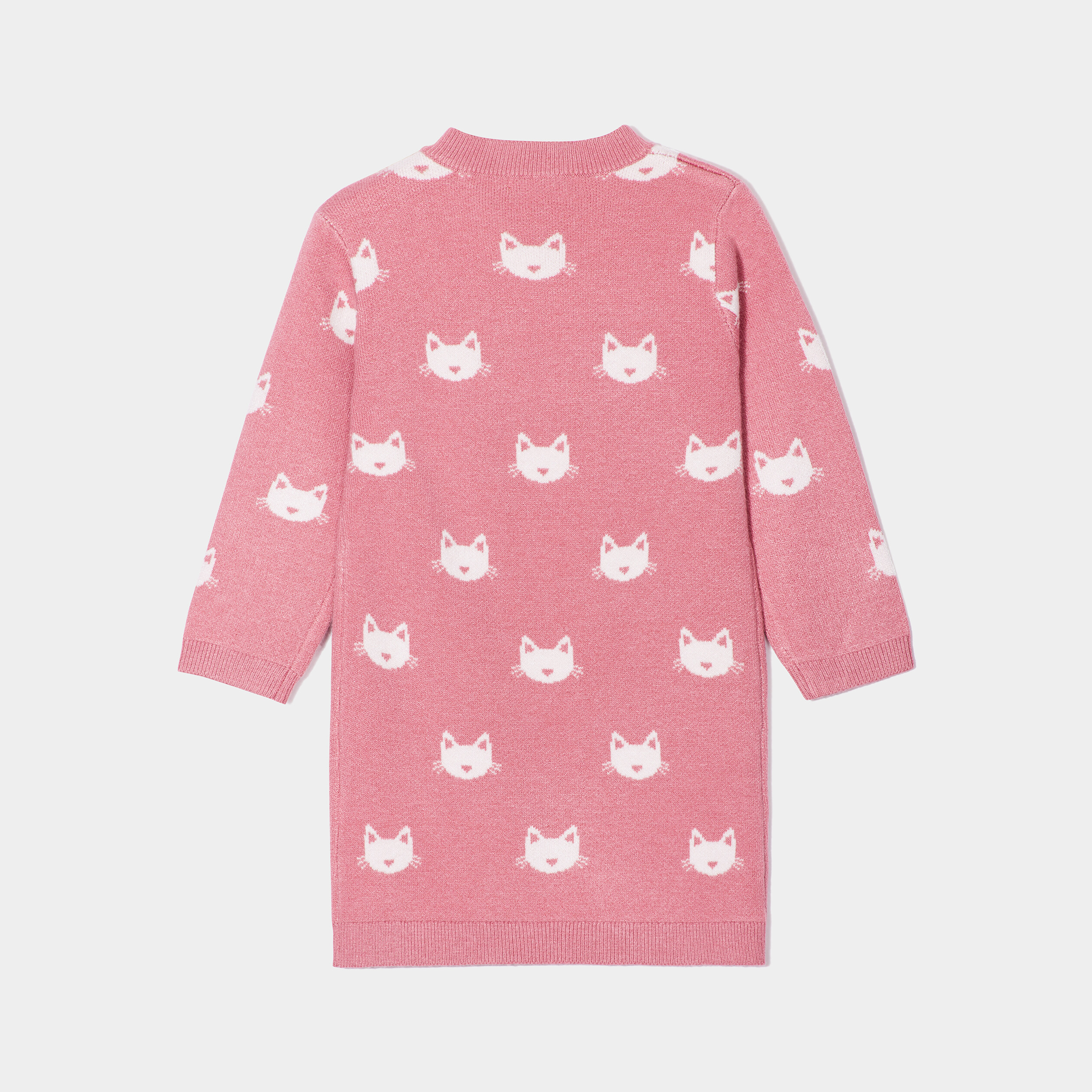 Robe pull epaule boutonnee Kimbaloo vieux rose bebe fille