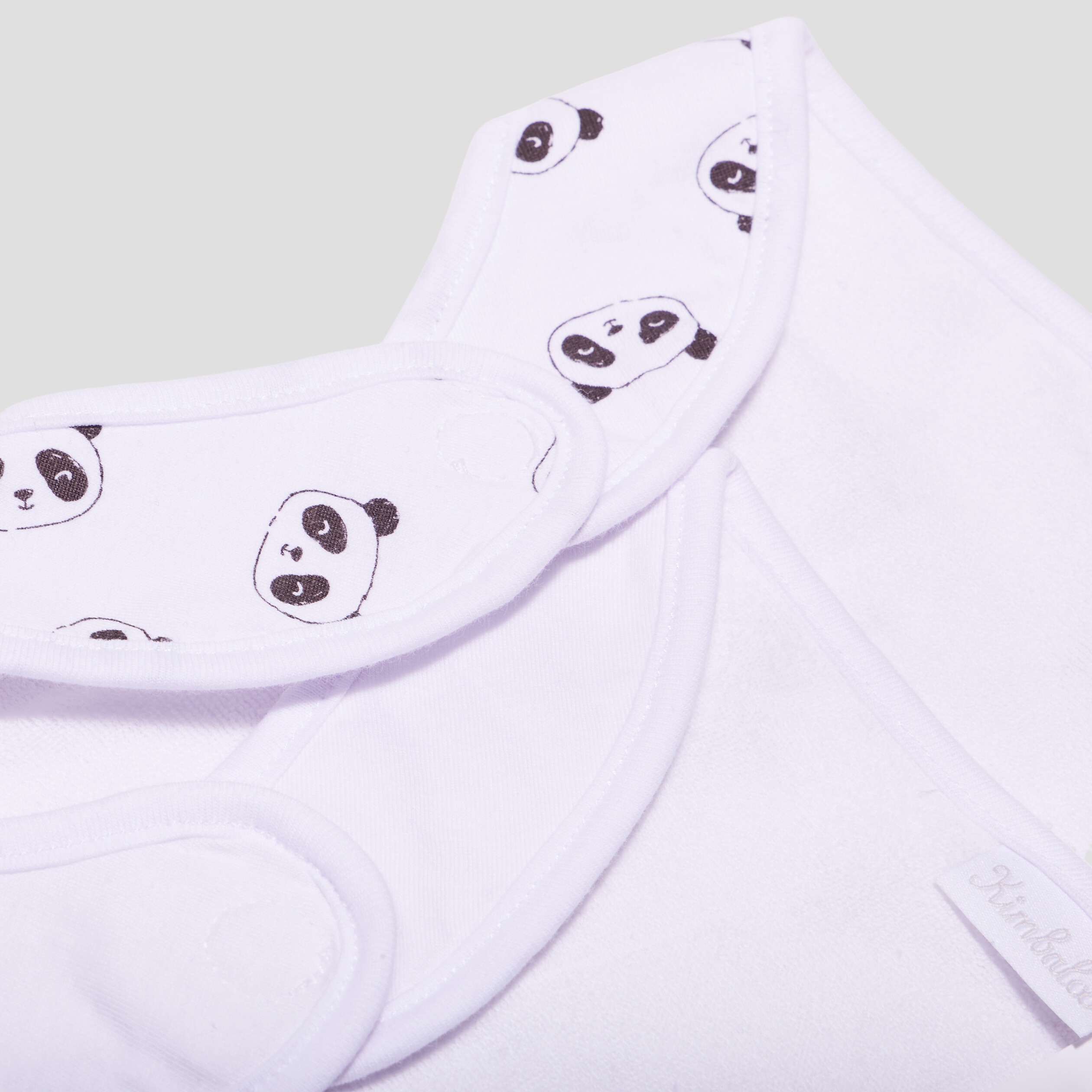 Lot 2 bavoirs coton panda blanc bébé