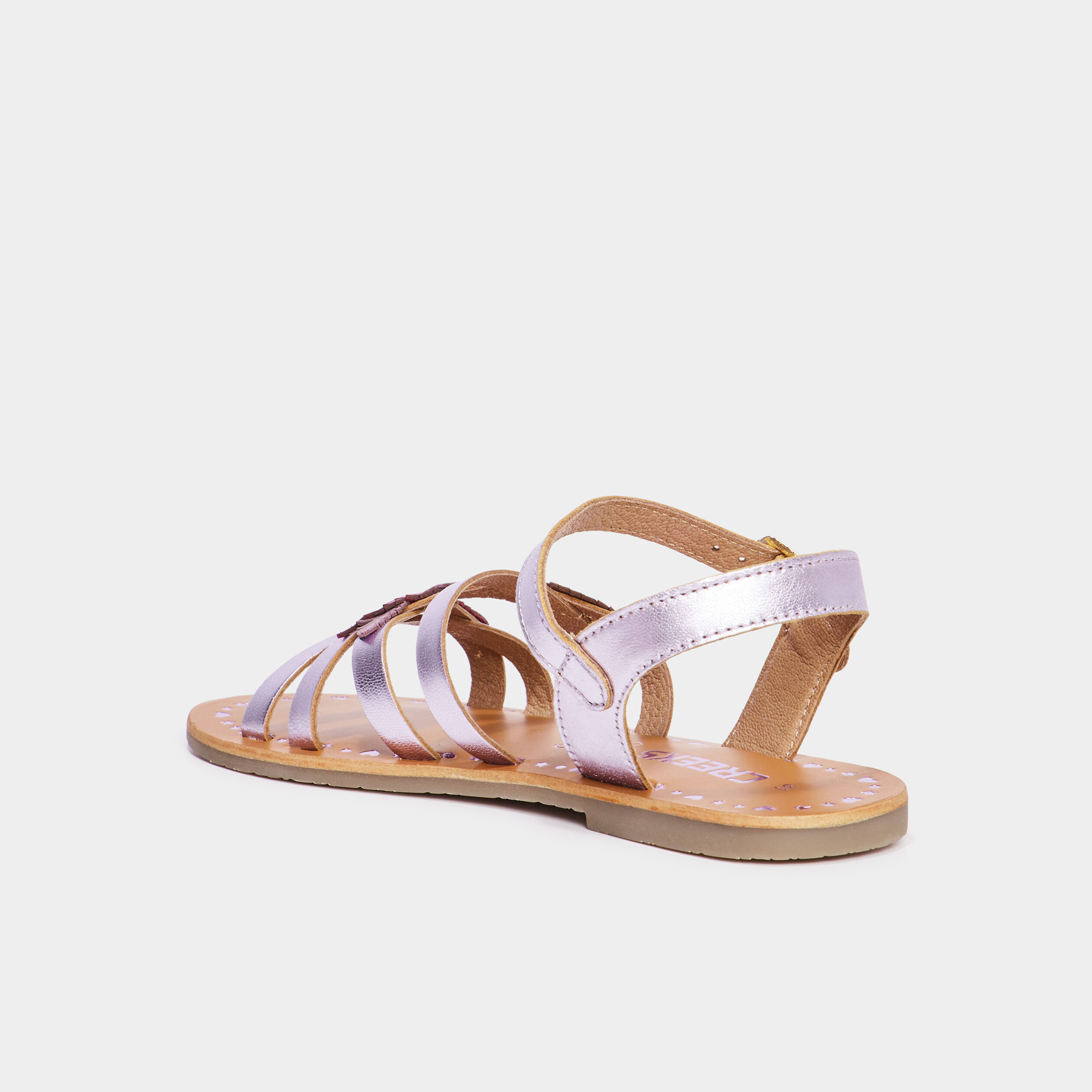 Sandales en cuir avec bride d'attache parme fille