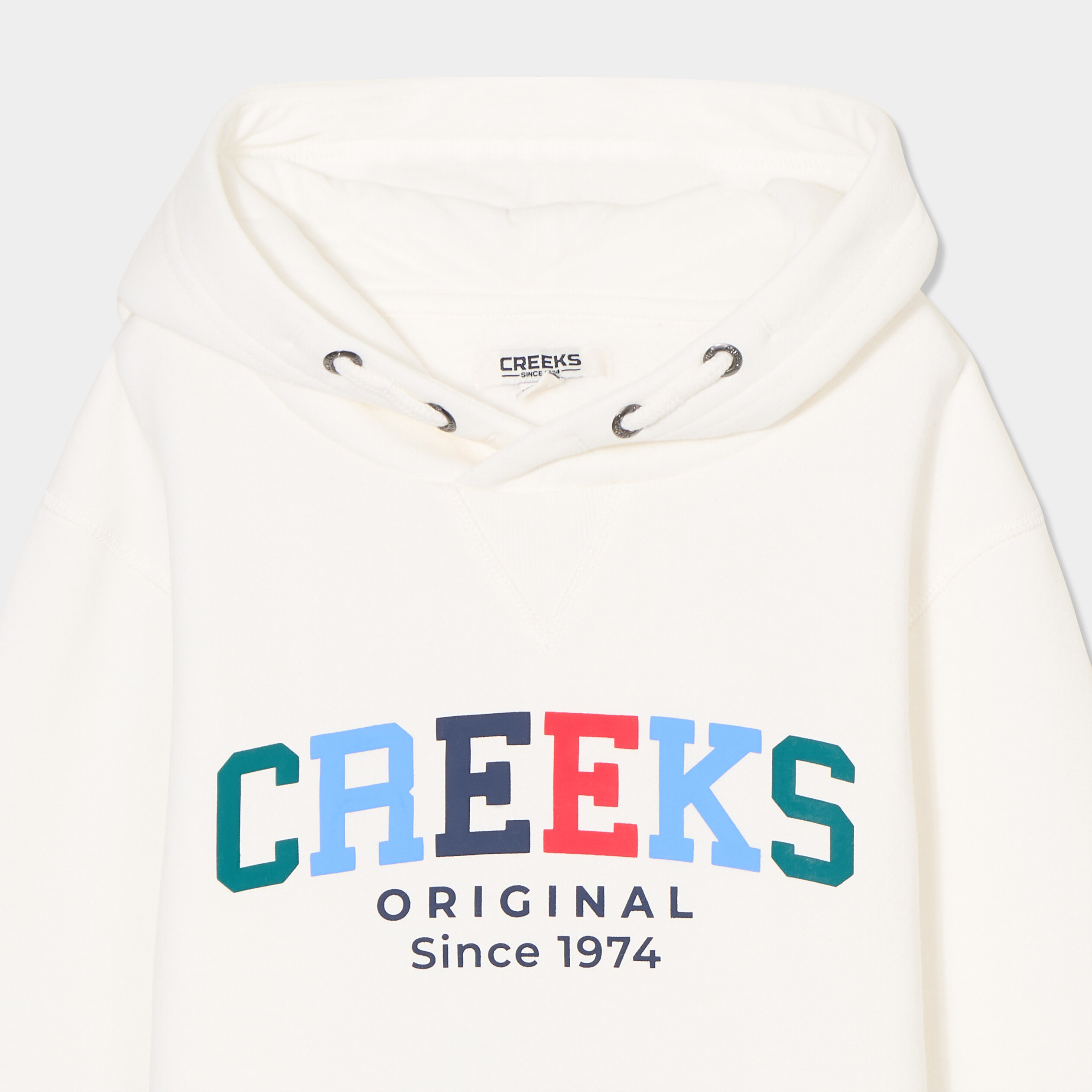 Sweat &agrave; capuche hoodie 1 poche Creeks blanc gar&ccedil;on