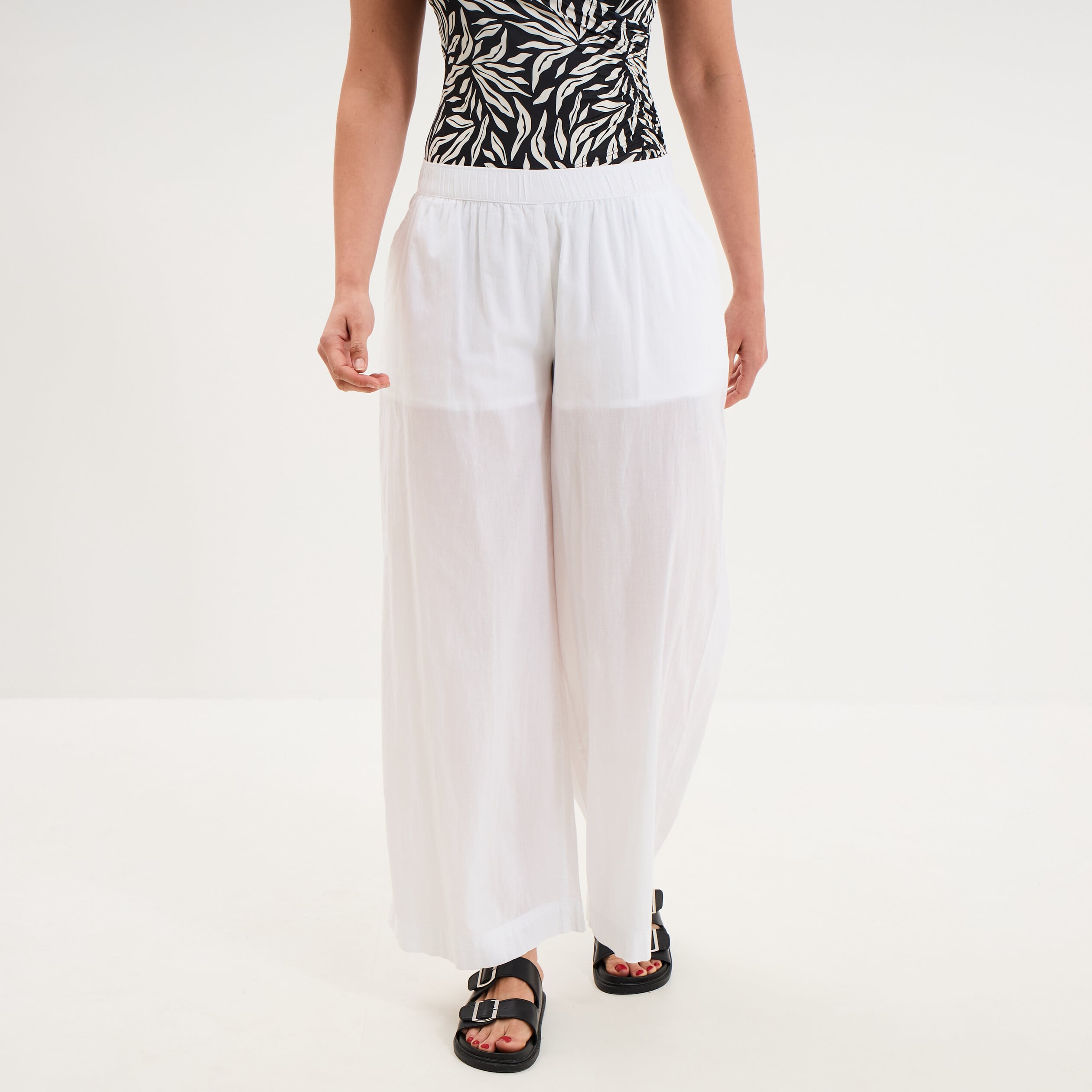 Pantalon de plage voile de coton blanc femme