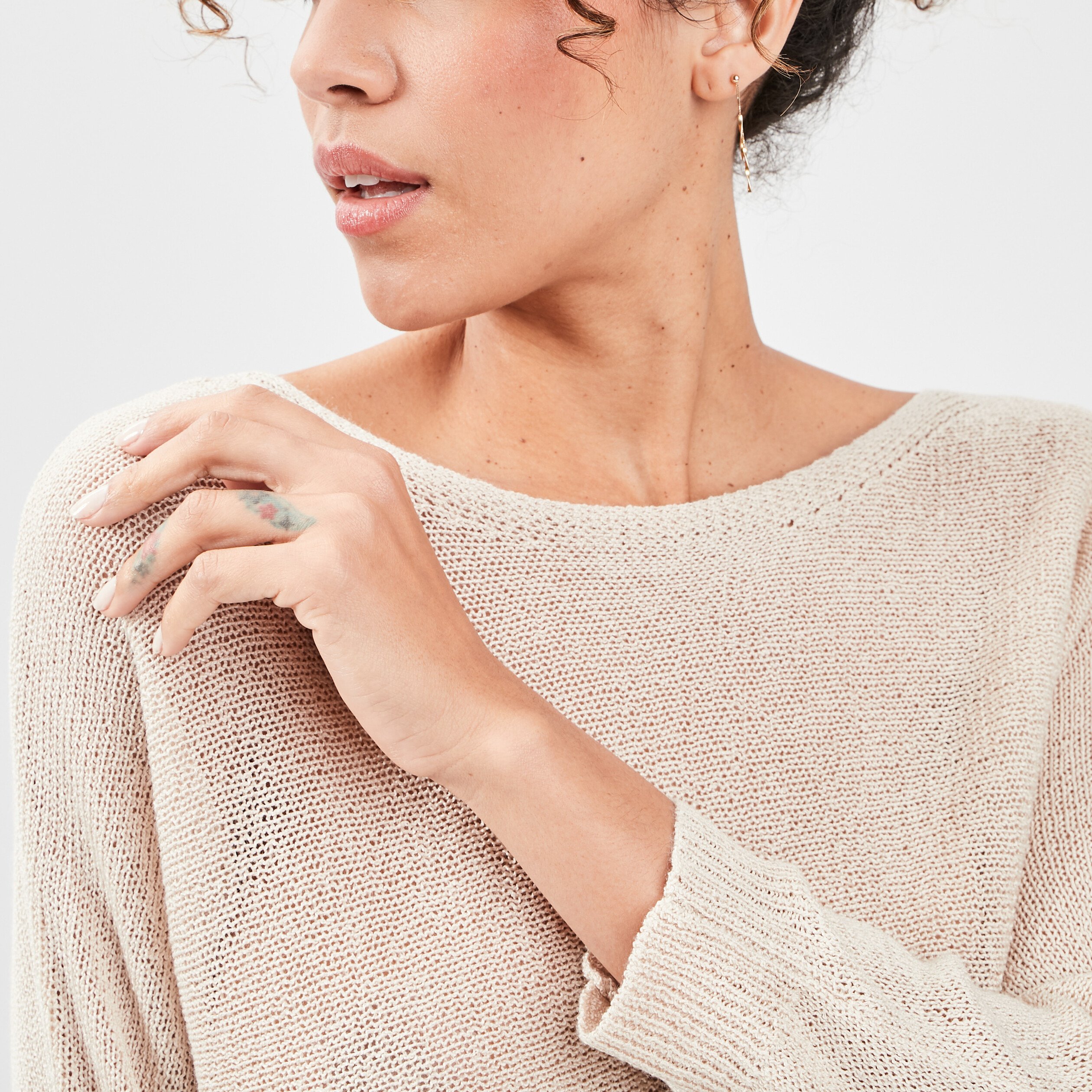 Pull manches longues sable femme