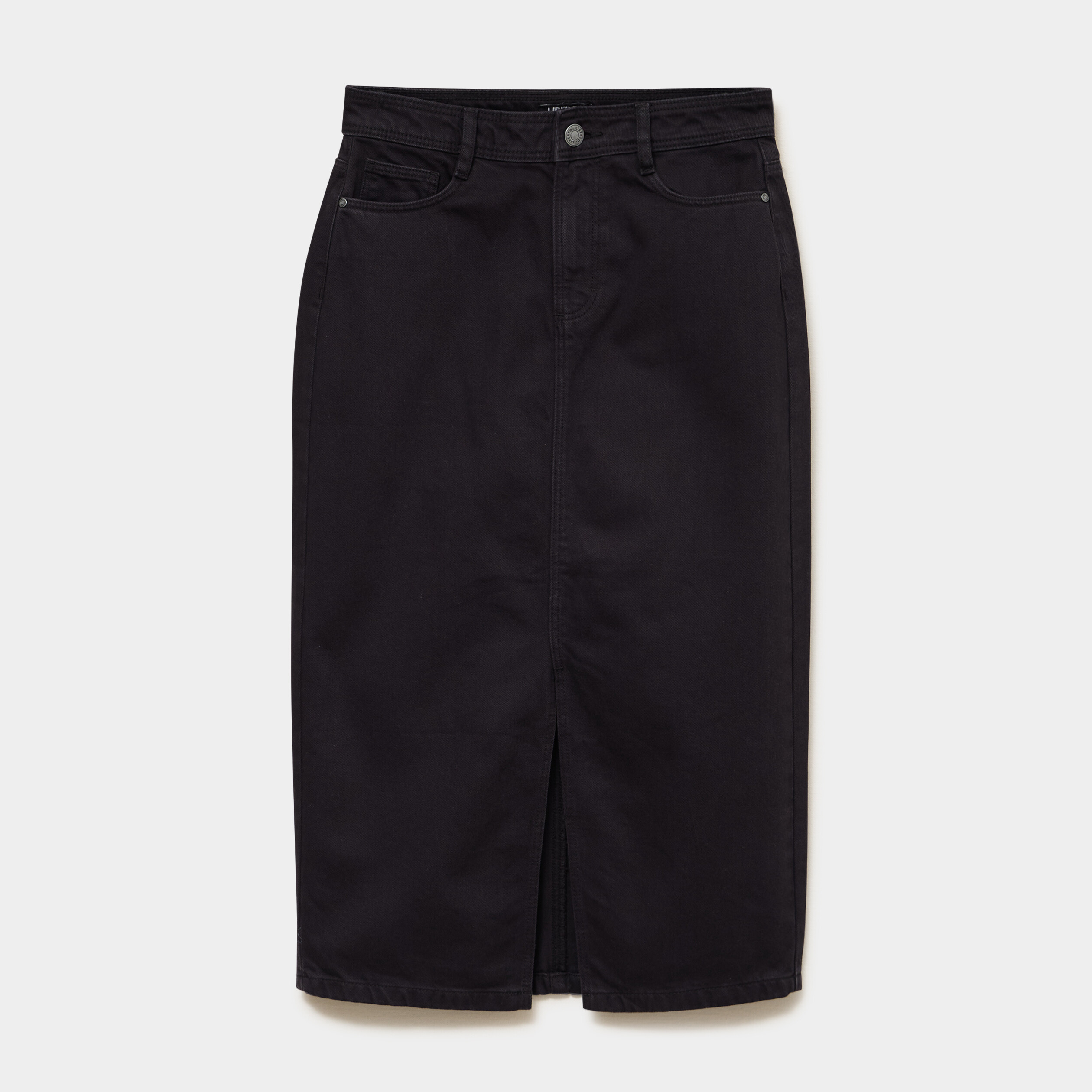 Jupe en jean longue fendue droite denim noir femme