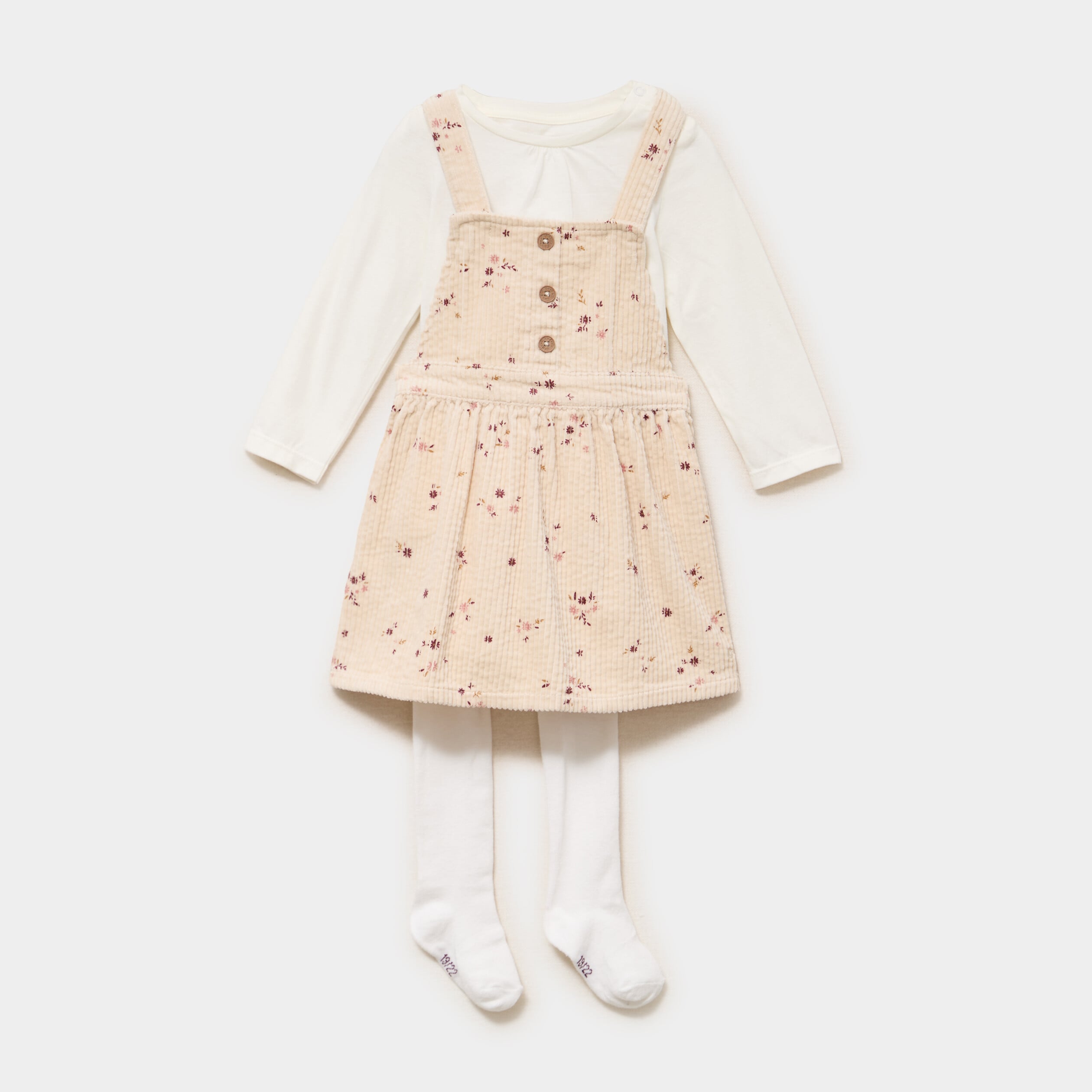 Ensemble 3 pi&egrave;ces avec robe velours ficelle b&eacute;b&eacute; fille