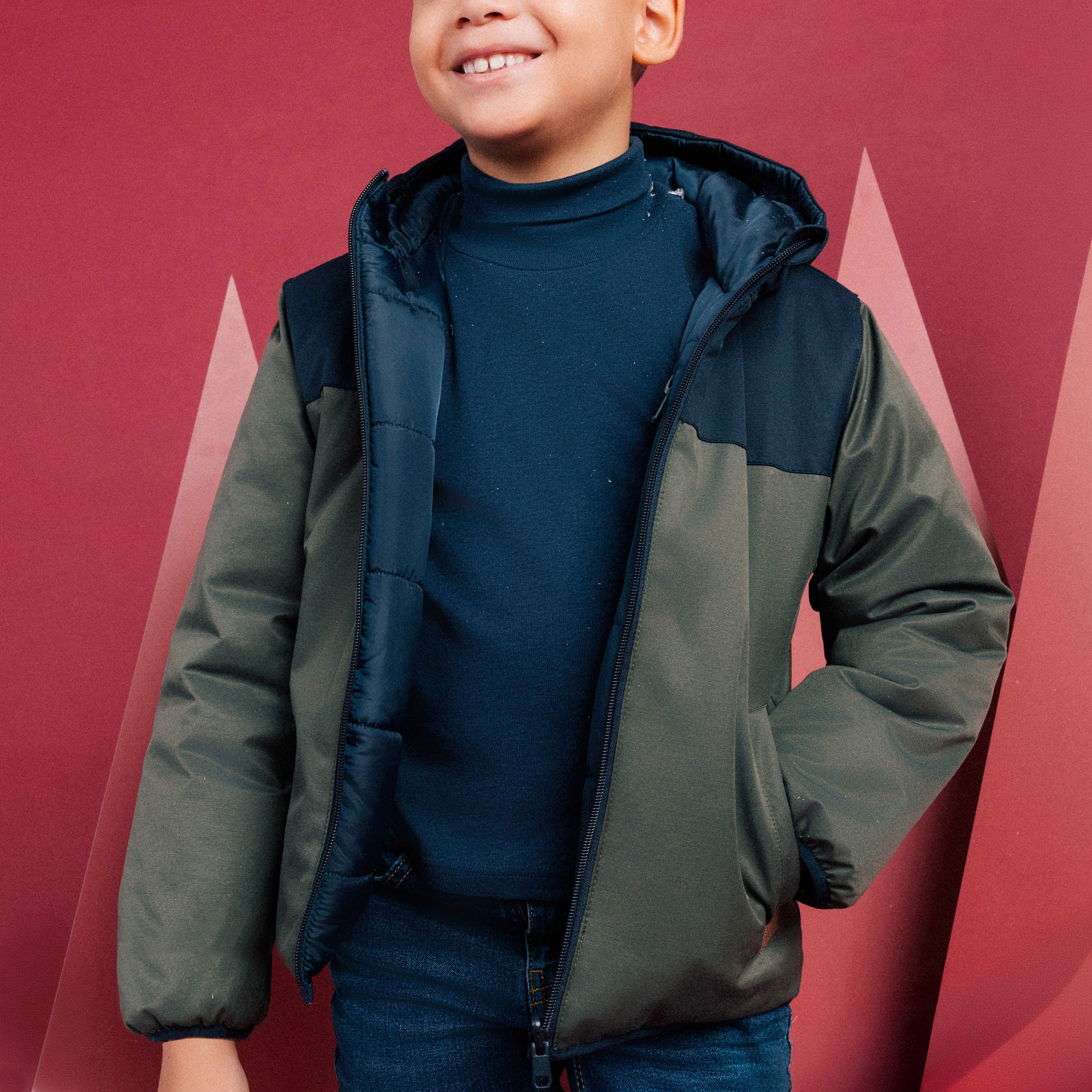 Manteau réversible matelassé doublé sherpa bleu bébé garçon | Okaïdi