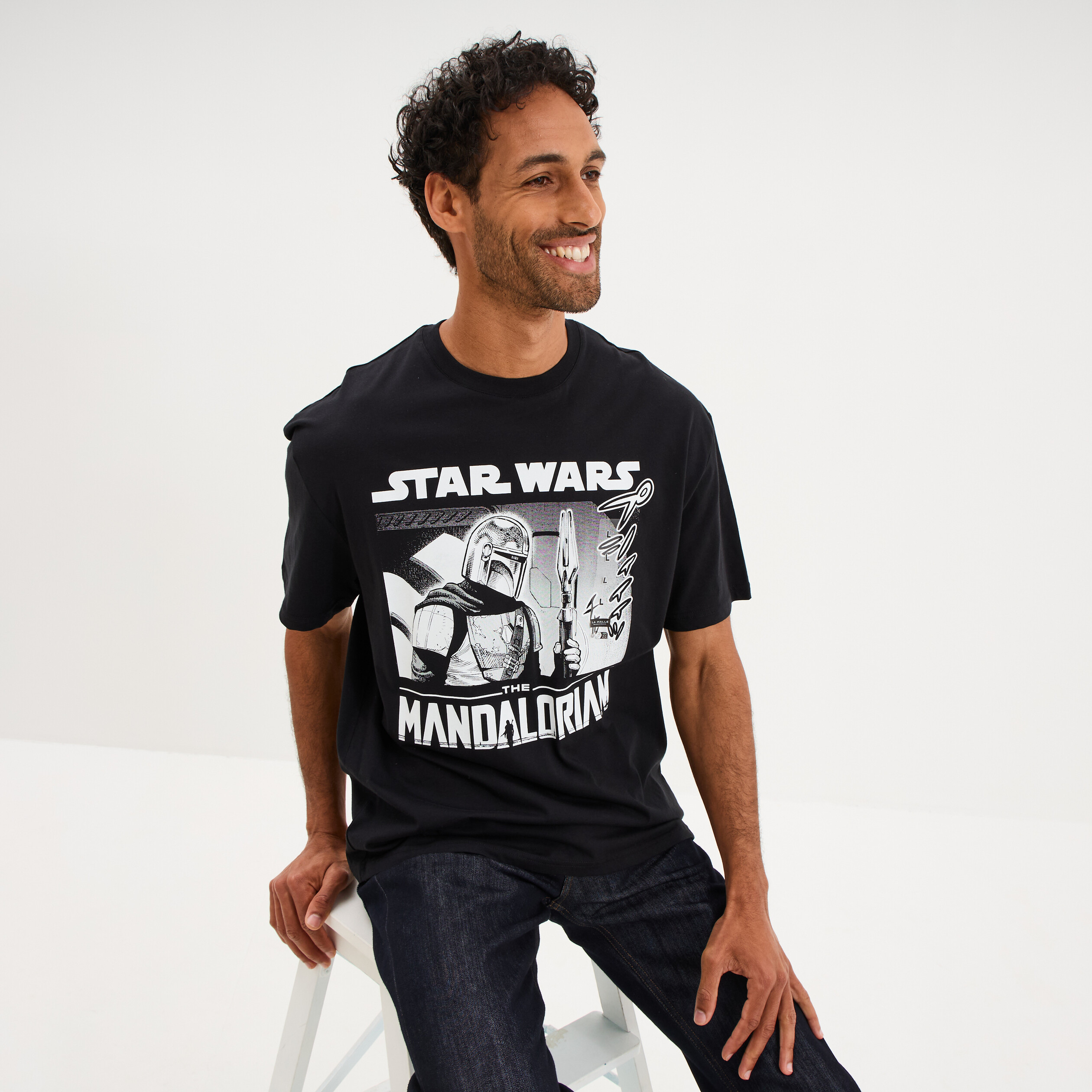 T-shirt coton Star Wars Mandalorian noir homme