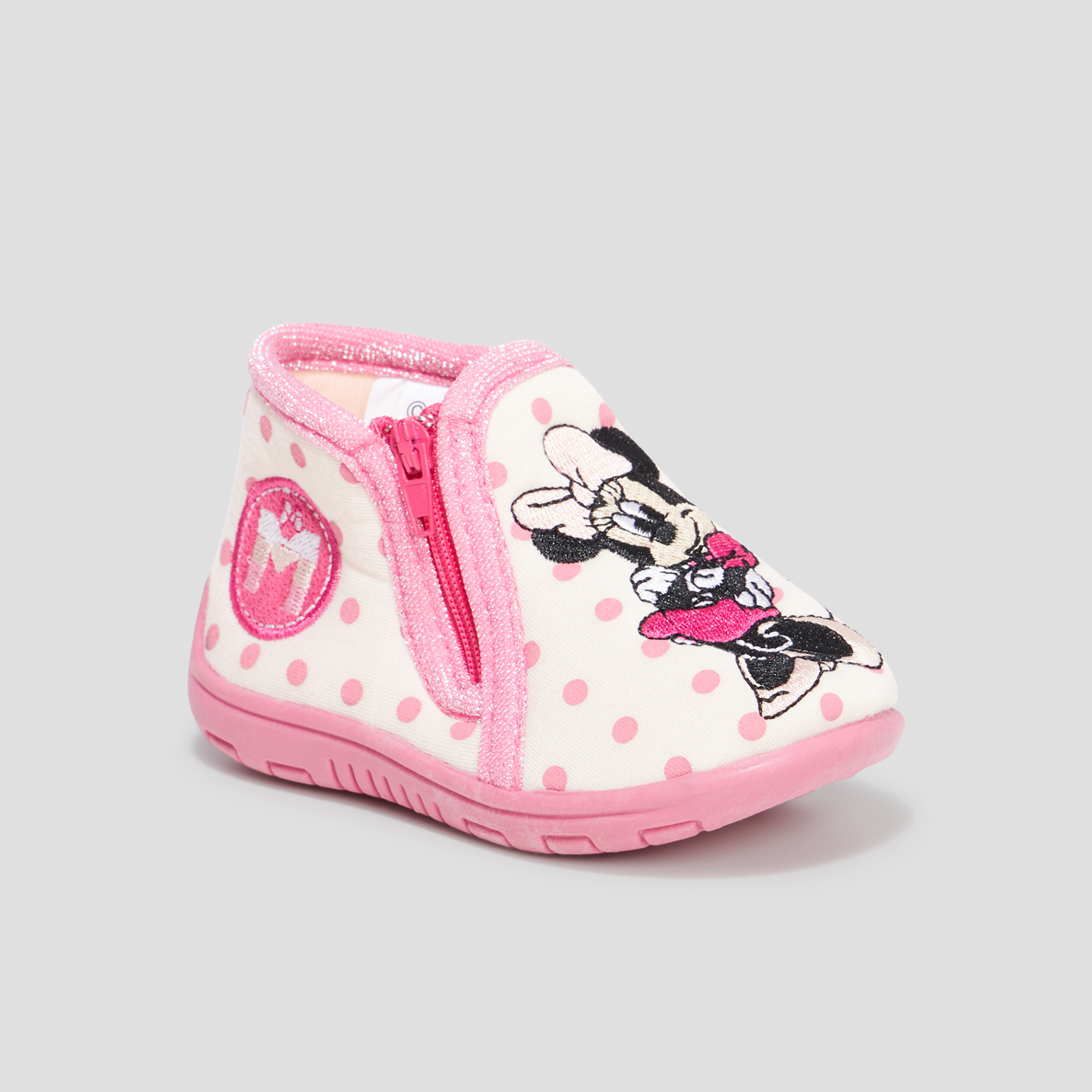 chaussons bottillons zippes minnie rose bebef Chaussons bottillons zippés Minnie rose bébé fille