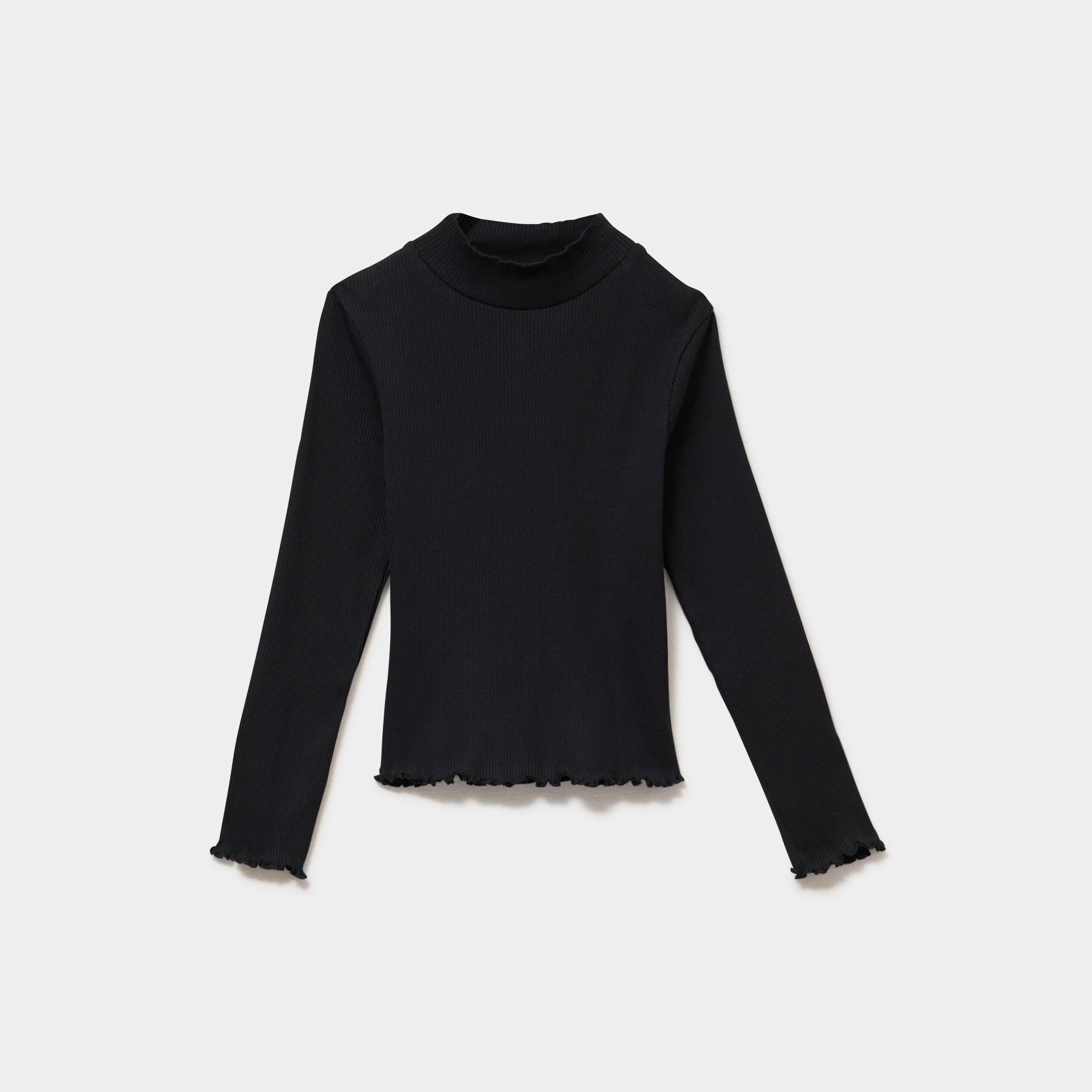 T-shirt c&ocirc;tel&eacute; ajust&eacute; col montant noir fille