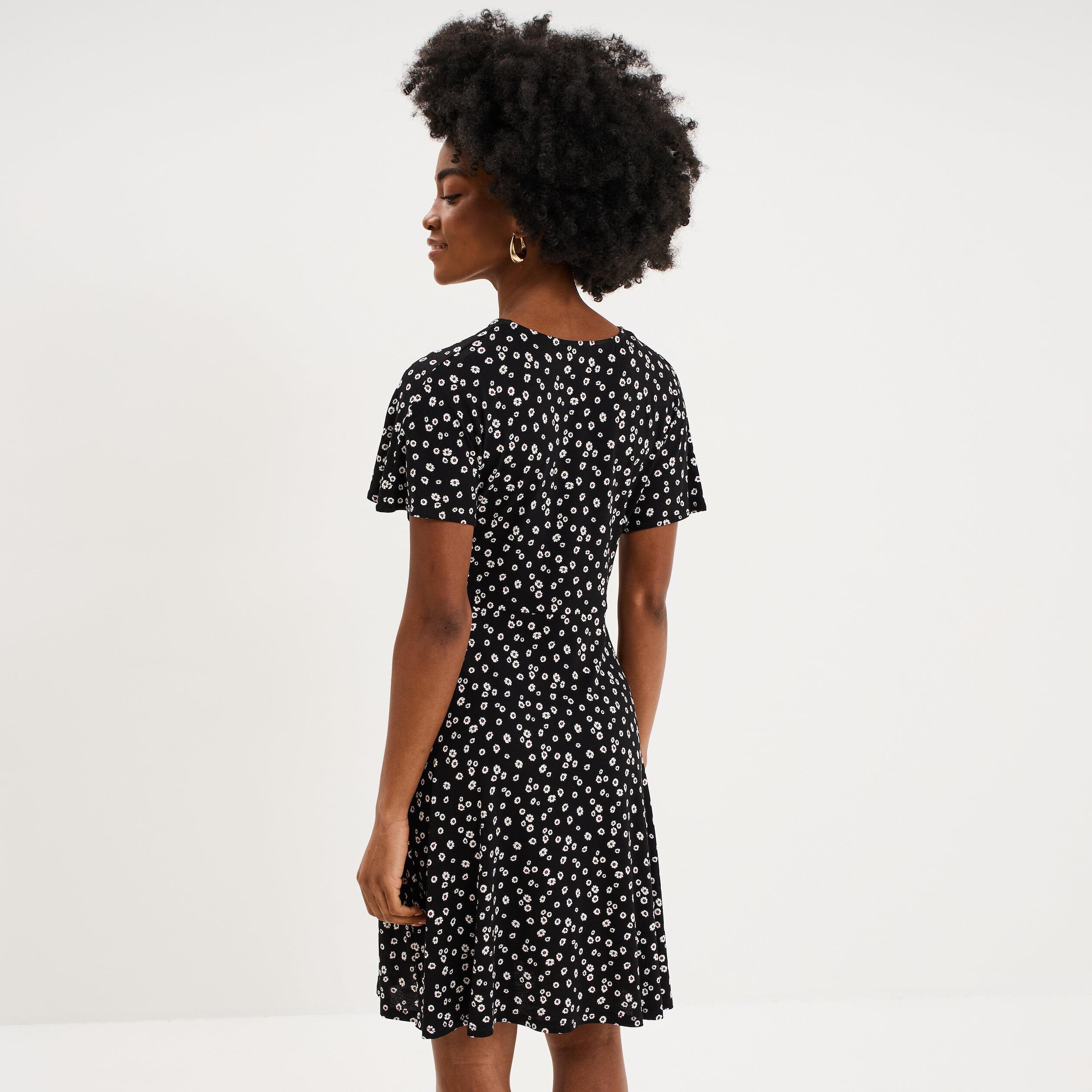 Robe fluide en maille longueur genou noir femme