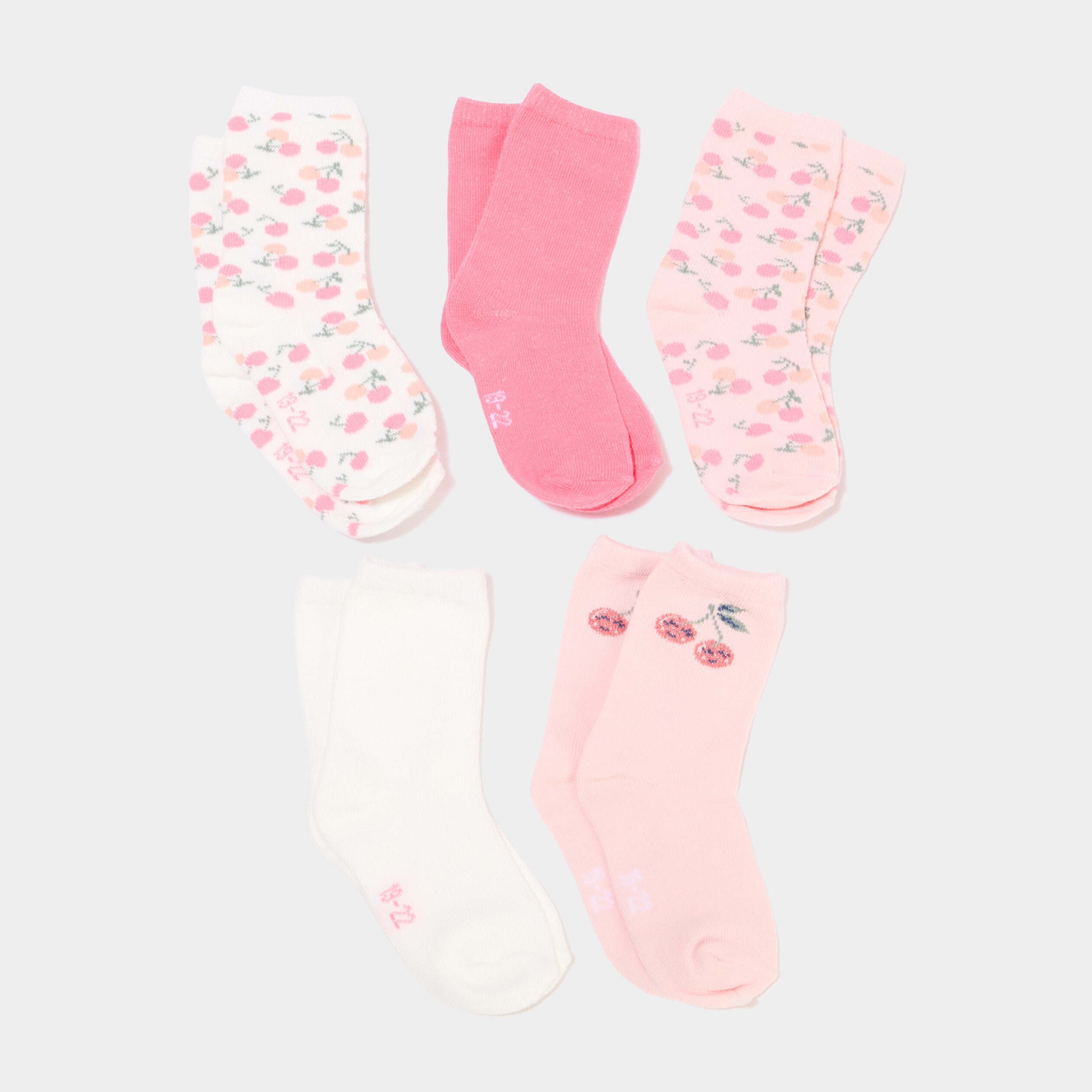 Lot 5 paires chaussettes rose b&eacute;b&eacute; fille